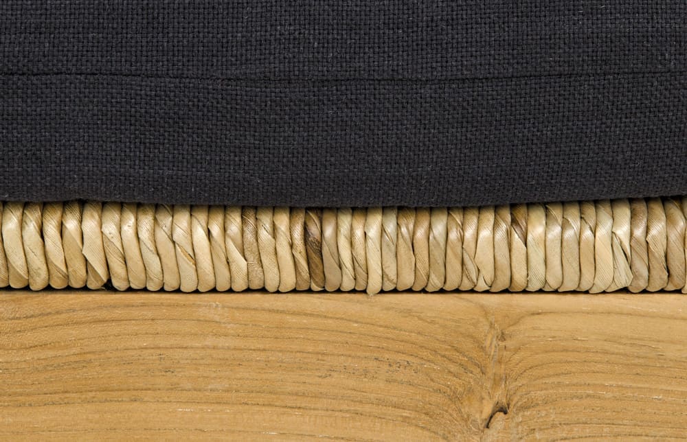 Martin Chair, Teak Frame, Woven Seat, Black Woven Fabric