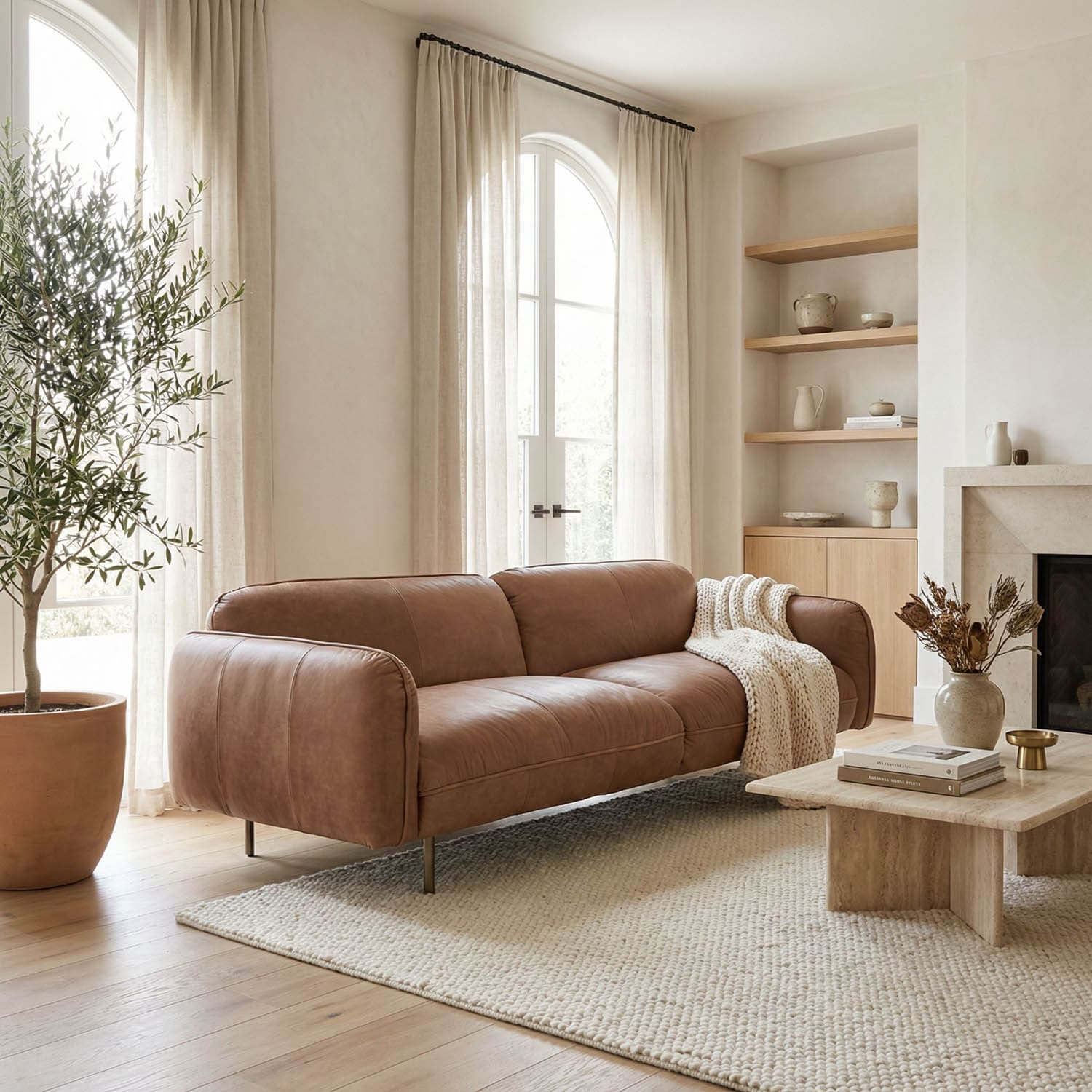 Franklin Sofa, Coris Brown Leather