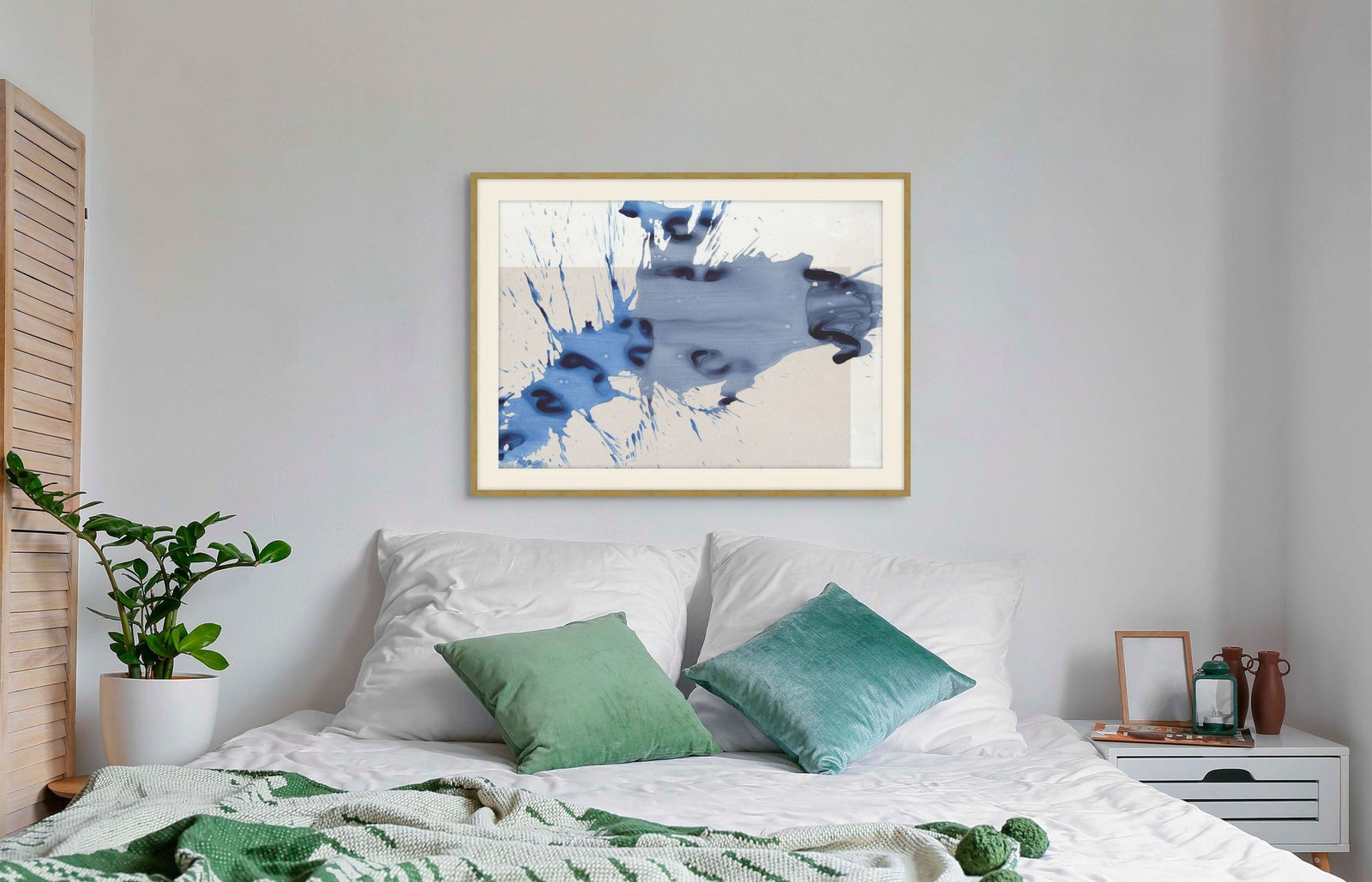 Electric Blue Spatter 1 in a room