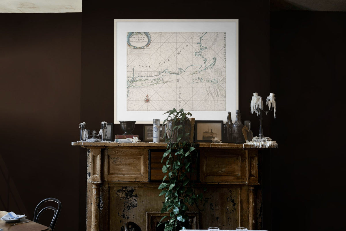 Antique New England Map 1 in a room