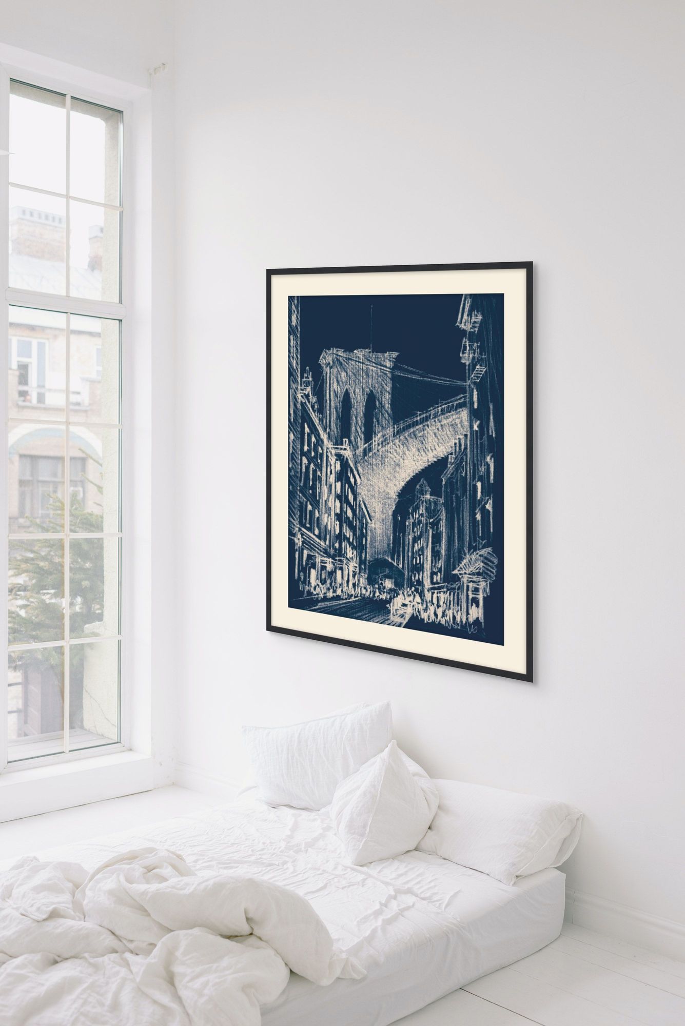 Under Brooklyn Bridge Blue 1 in a room