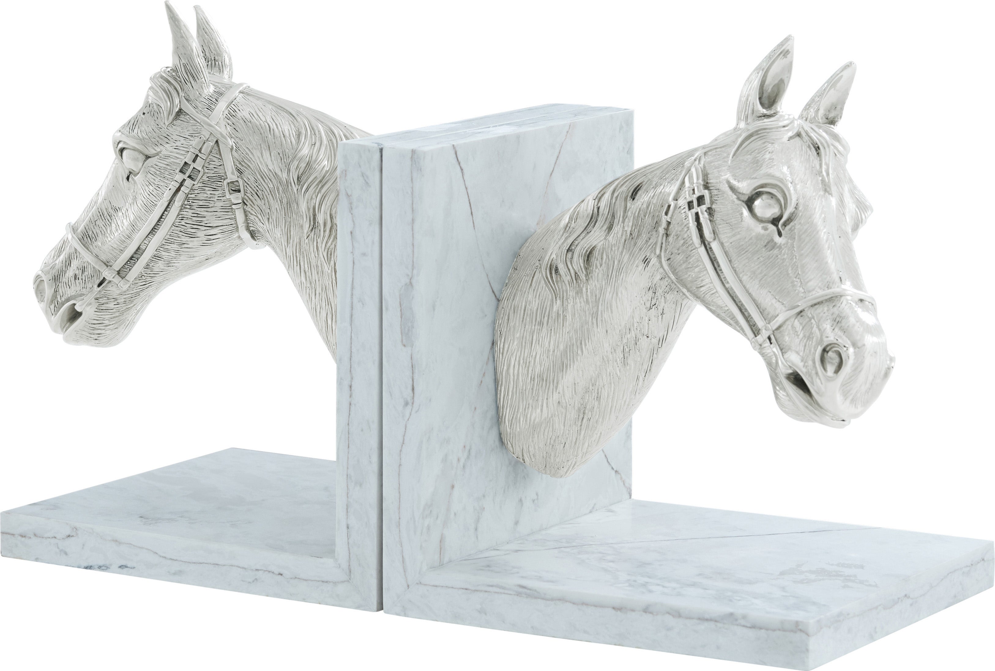 Red Ribbon Bookends in Brass, Quartz - Theodore Alexander