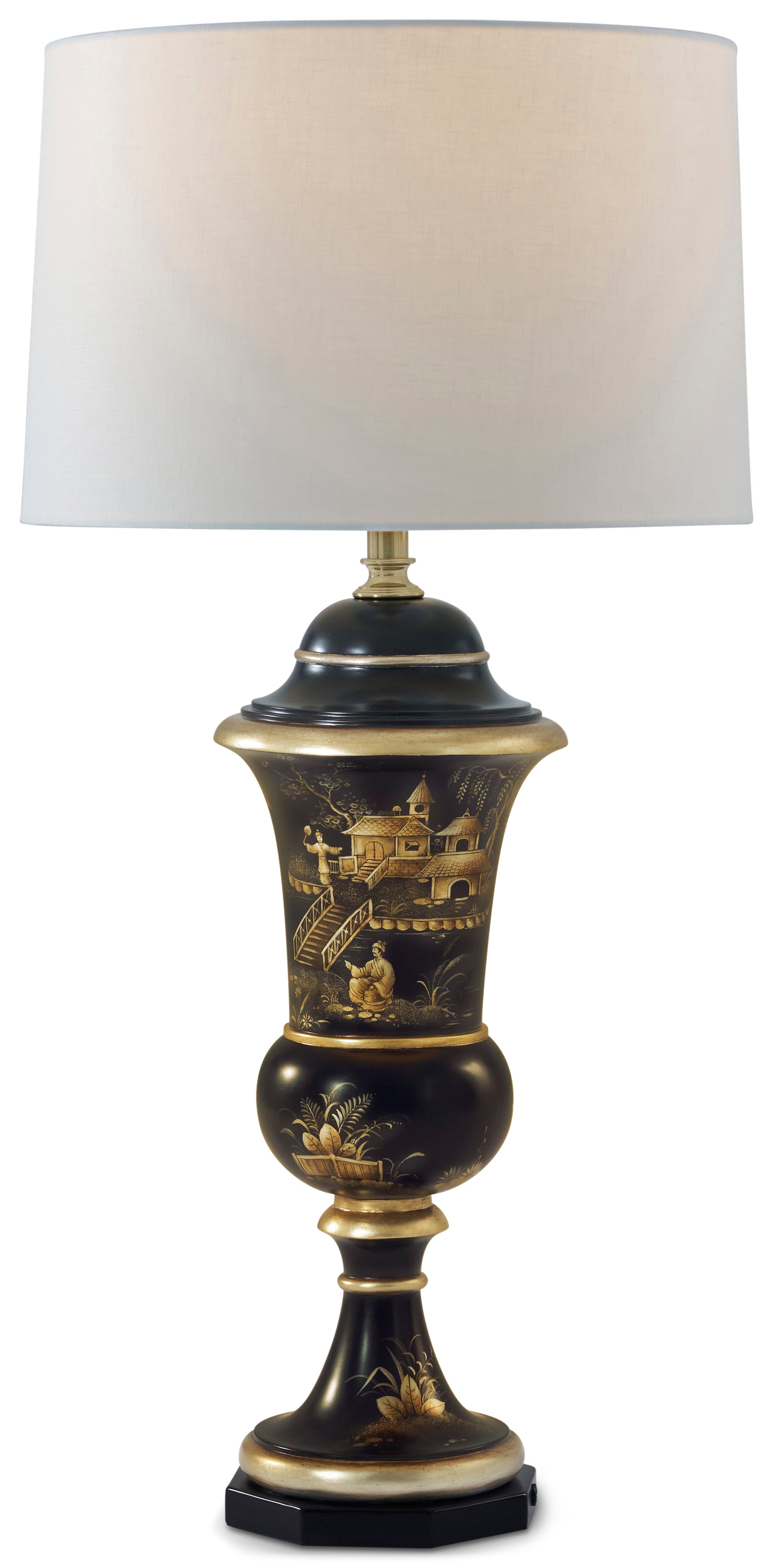Imperial Village Table Lamp in Composite, Brass - Theodore Alexander