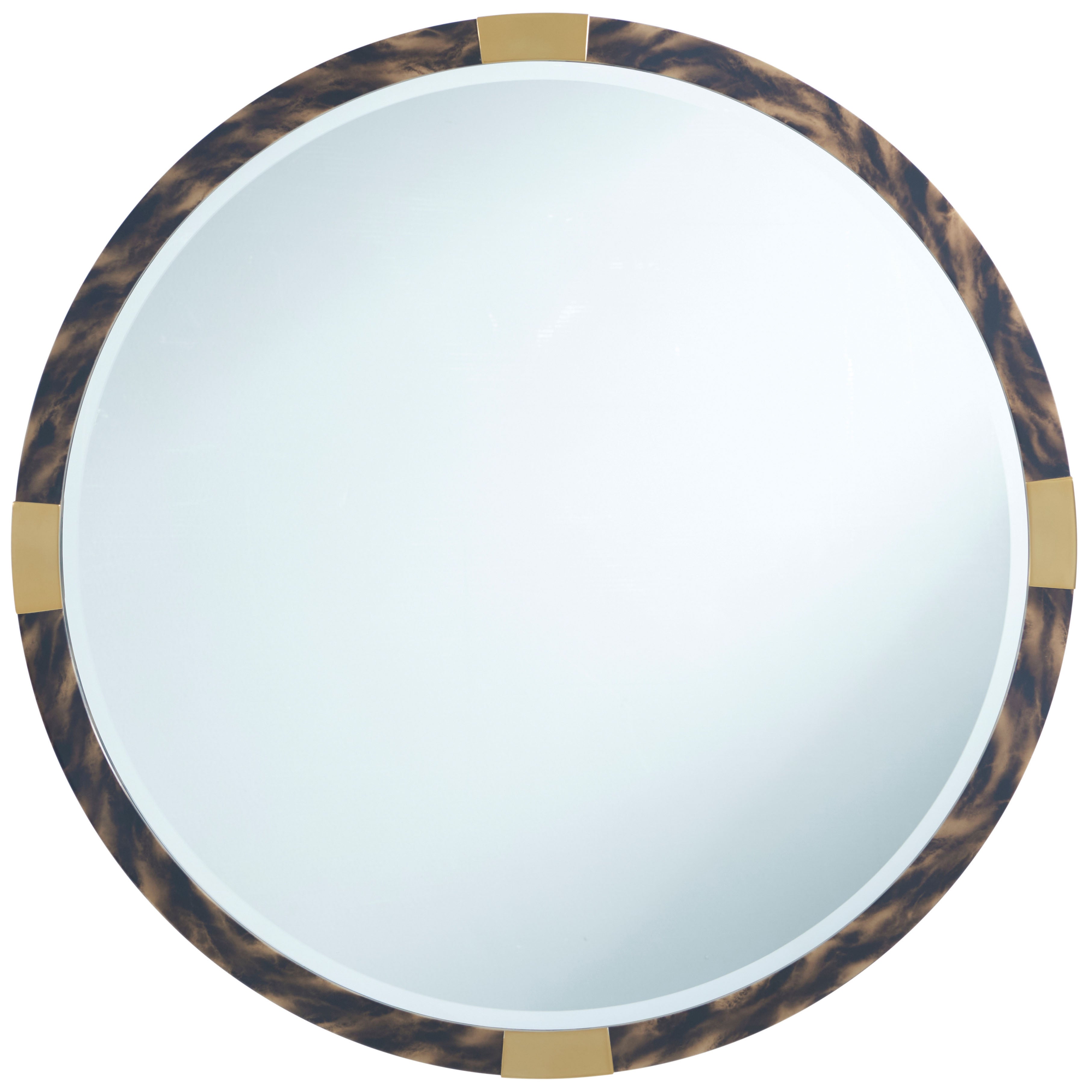 Arakan Round Mirror in Mirror, Stainless Steel - Theodore Alexander