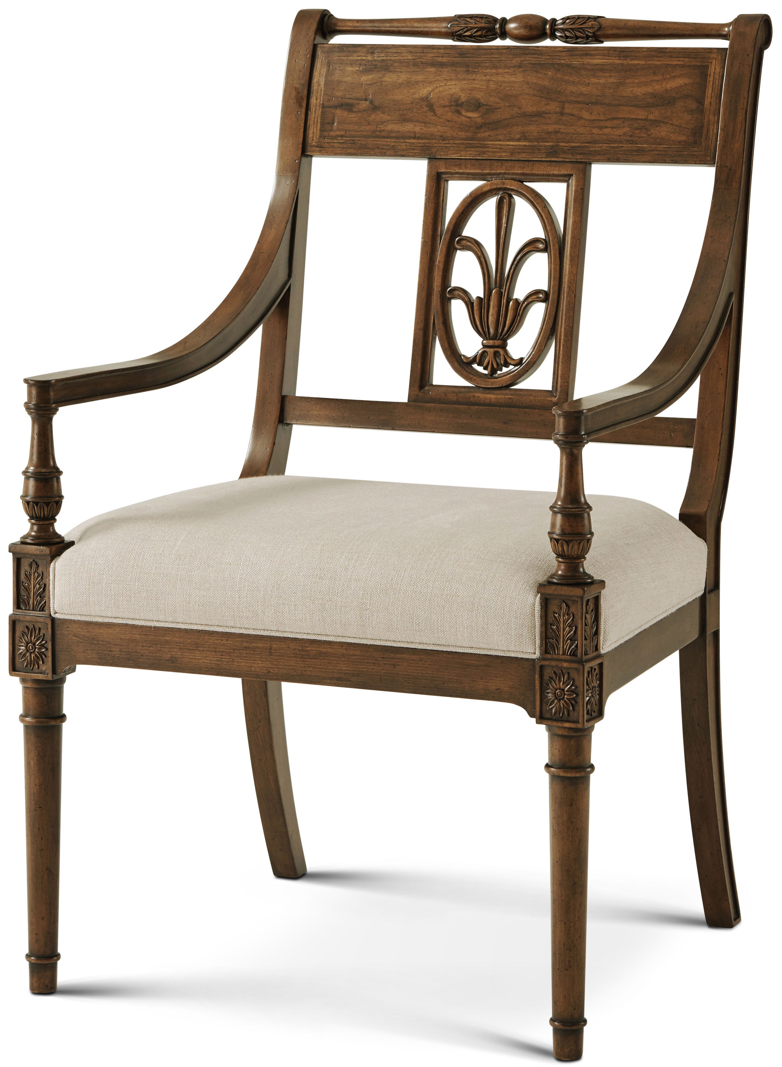 The Iven Dining Armchair in Beech, Walnut Veneer - Theodore Alexander