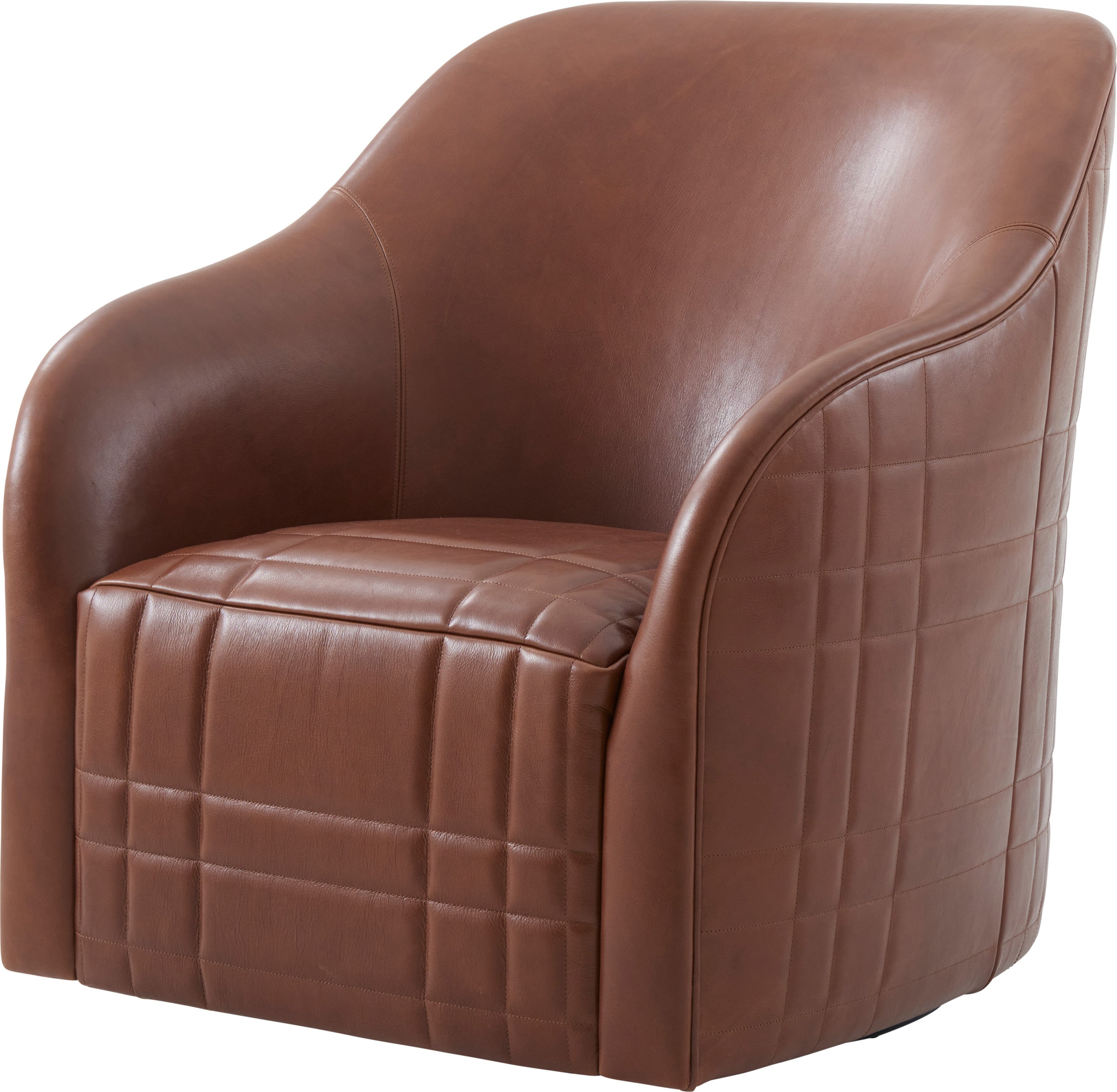 Tartan Perfect Brown Swivel Chair in Solid Wood - Theodore Alexander