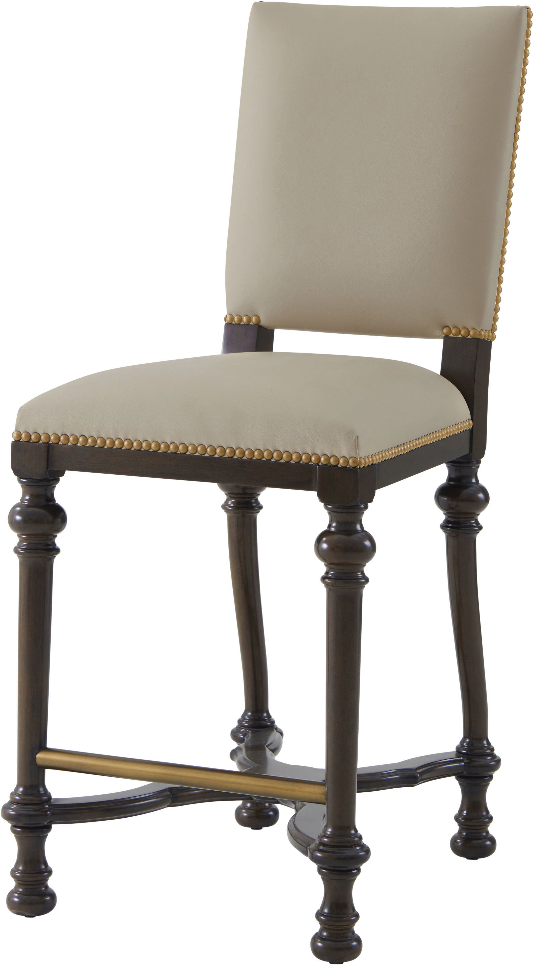 Cultivated Counter Stool in Brass, Wood - Theodore Alexander