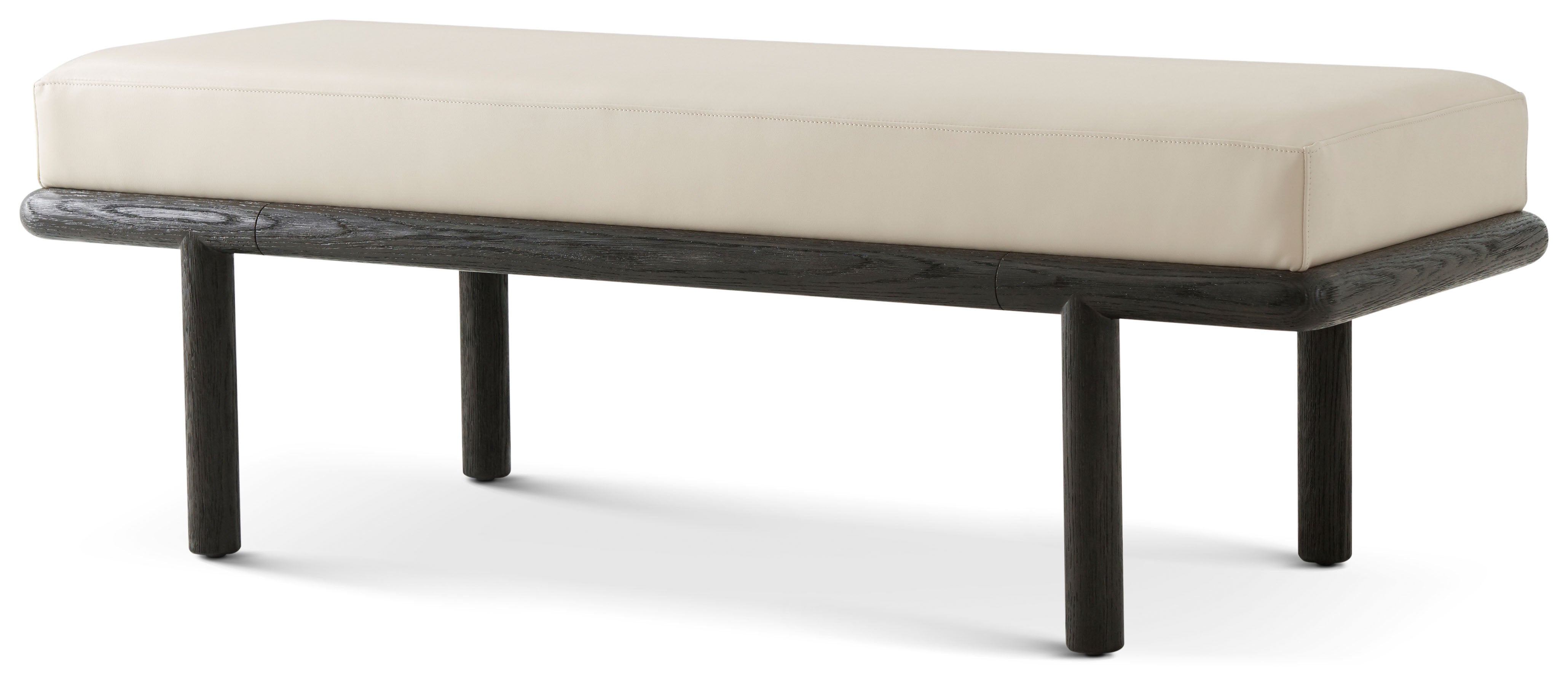 Repose upholstered End of Bed Bench in PCF1186.1L2HA3F_Charcoal_Oak / Wood - Theodore Alexander