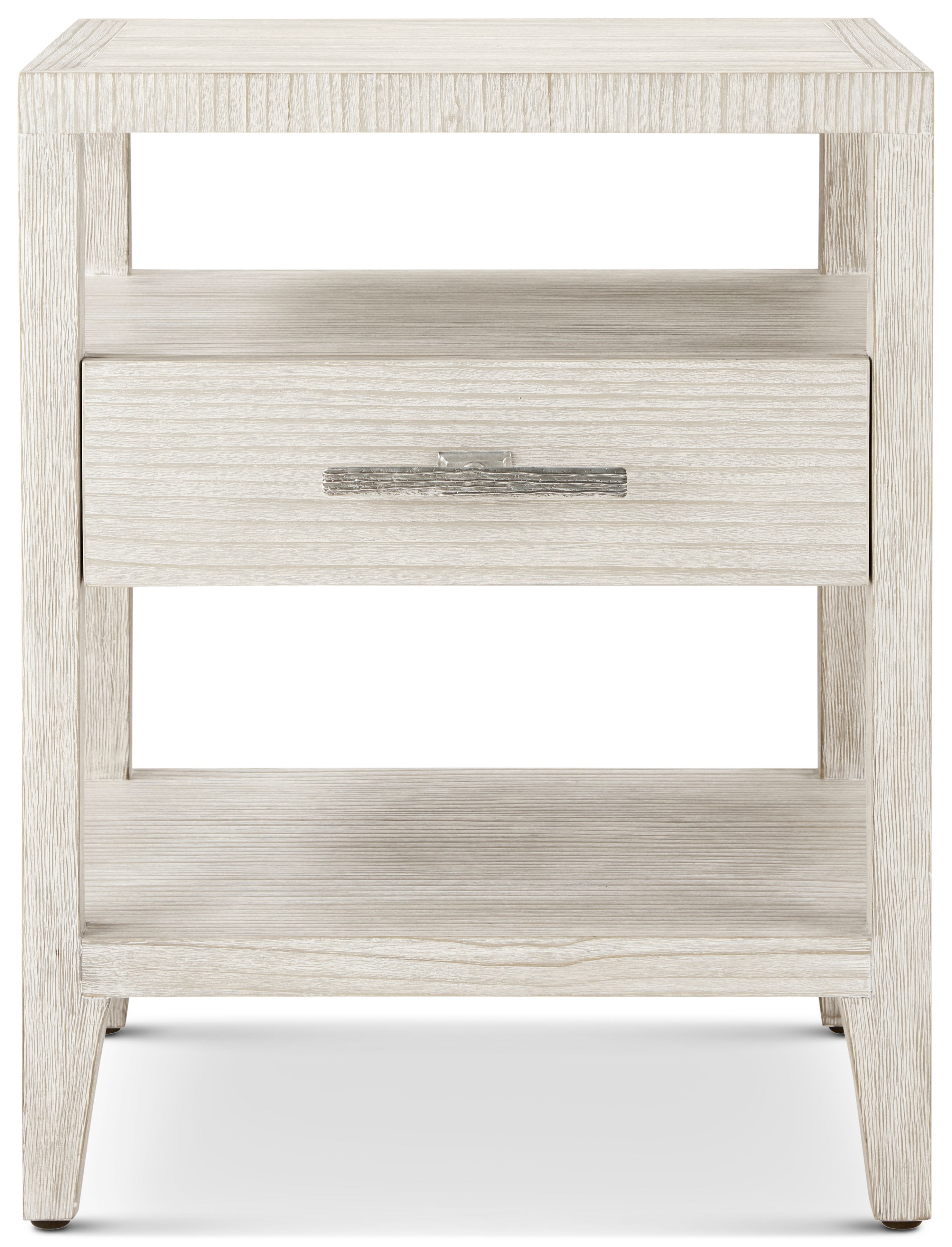 Breeze One Drawer Nightstand in PCF1168.1C2HA3F_Sea_Salt_MCF547.A_Dark_Sterling / Pine Wood, Pine Veneer, Aluminium - Theodore Alexander