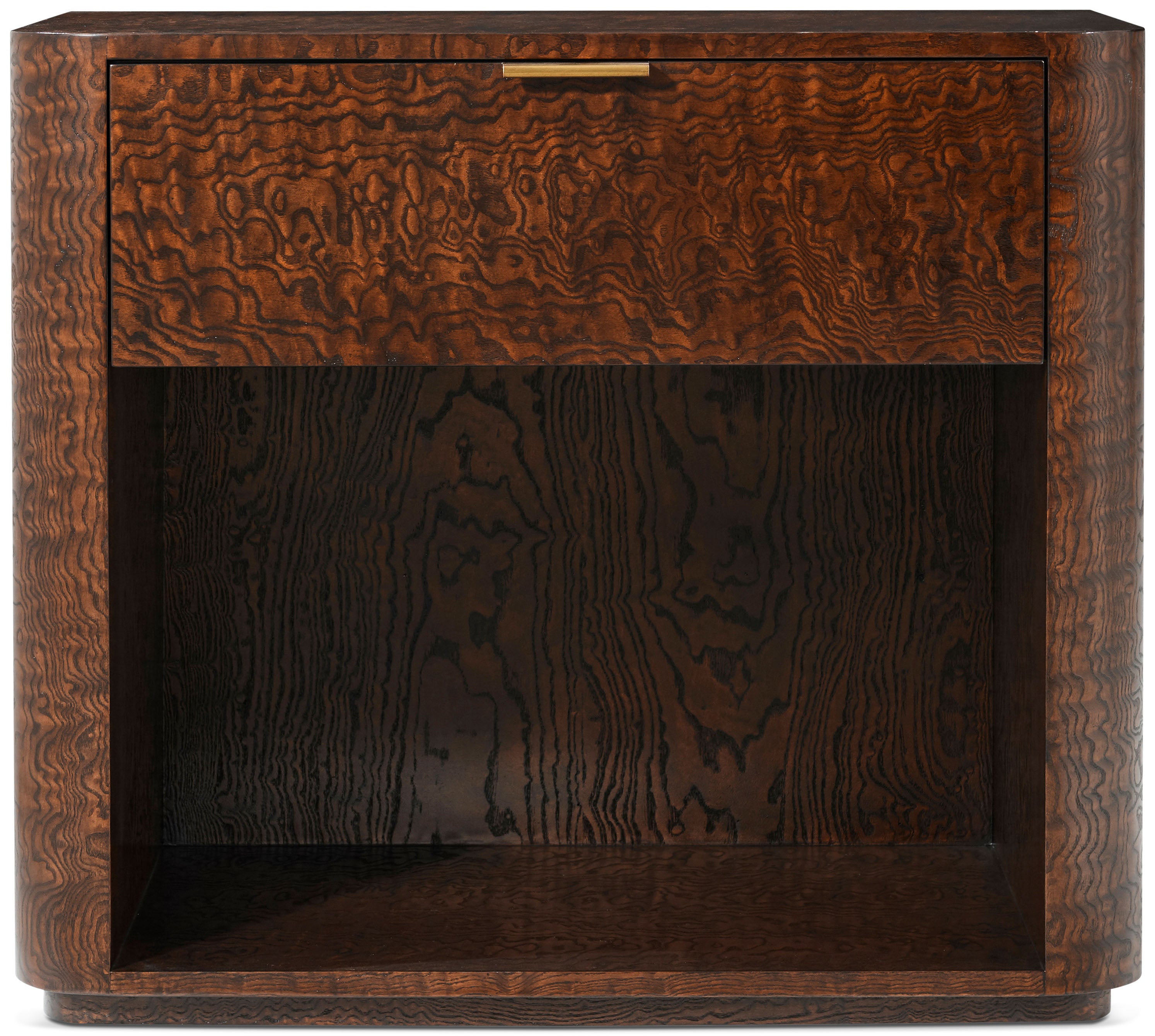 Kesden Nightstand in VCF1801_pyramid_brown_MCF538.B_satin_brass / Brass, Wood - Theodore Alexander