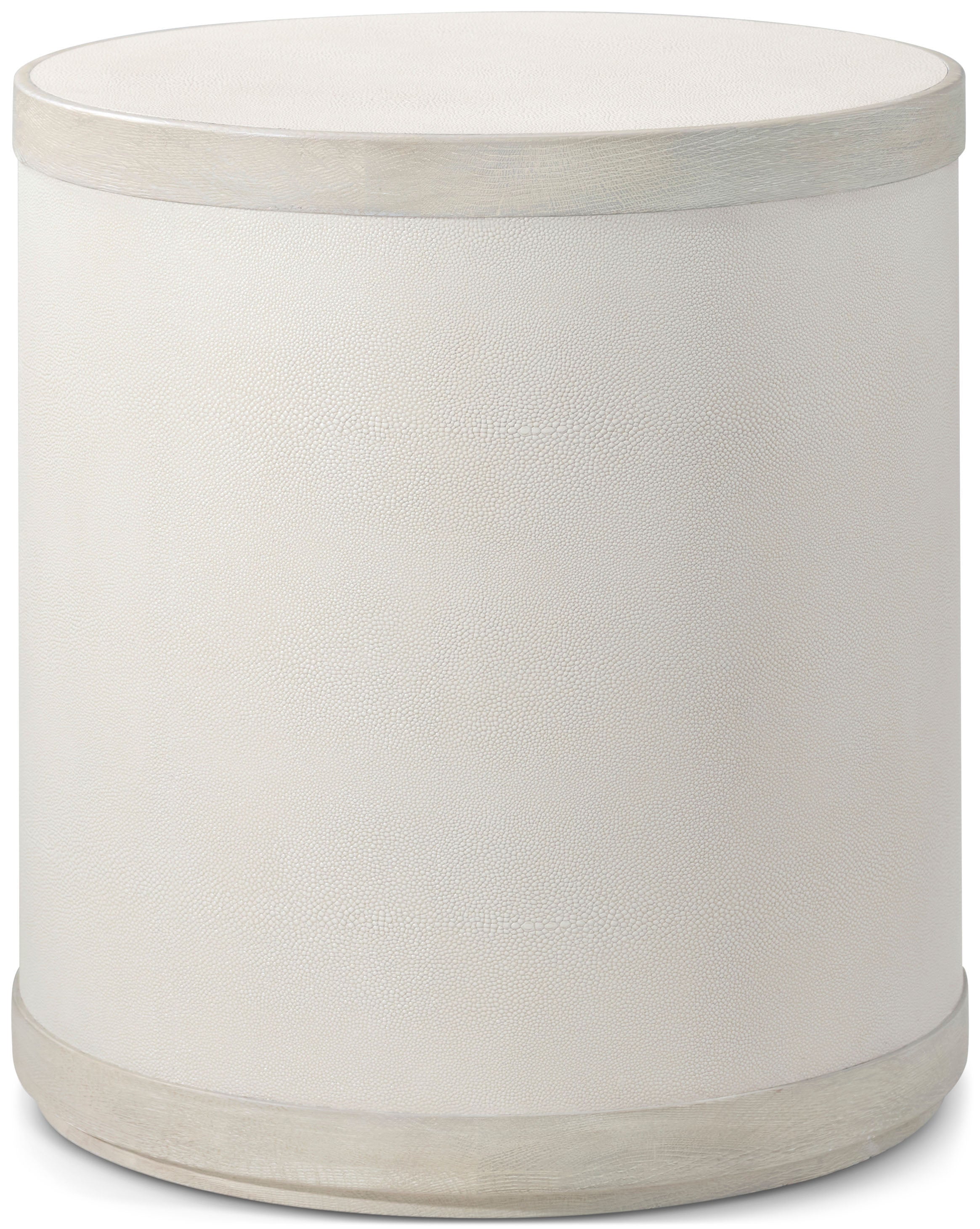 Maxwell Drum Side Table in Solid Wood, Veneer, Shagreen - Theodore Alexander