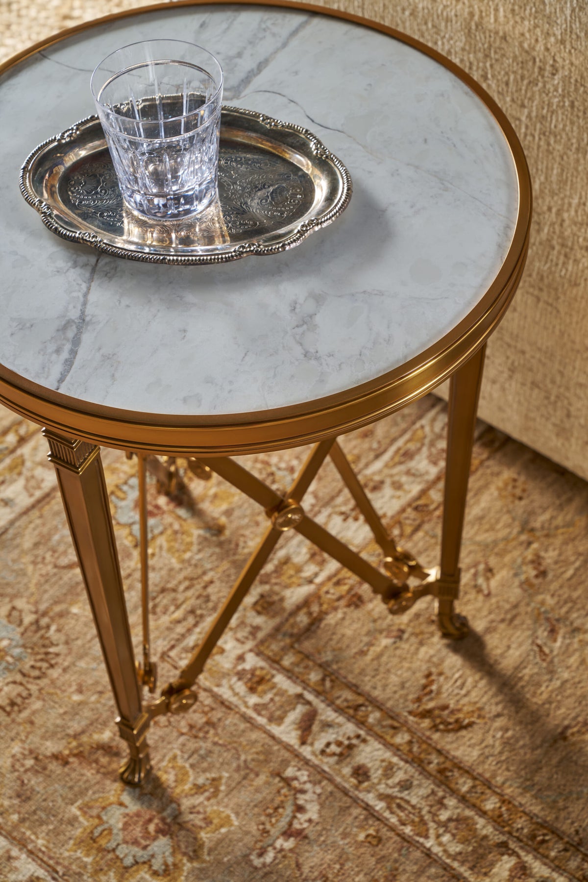 Spencer London Small Round Brass Side Table – Side Tables by Theodore Alexander | Sutter & Vale
