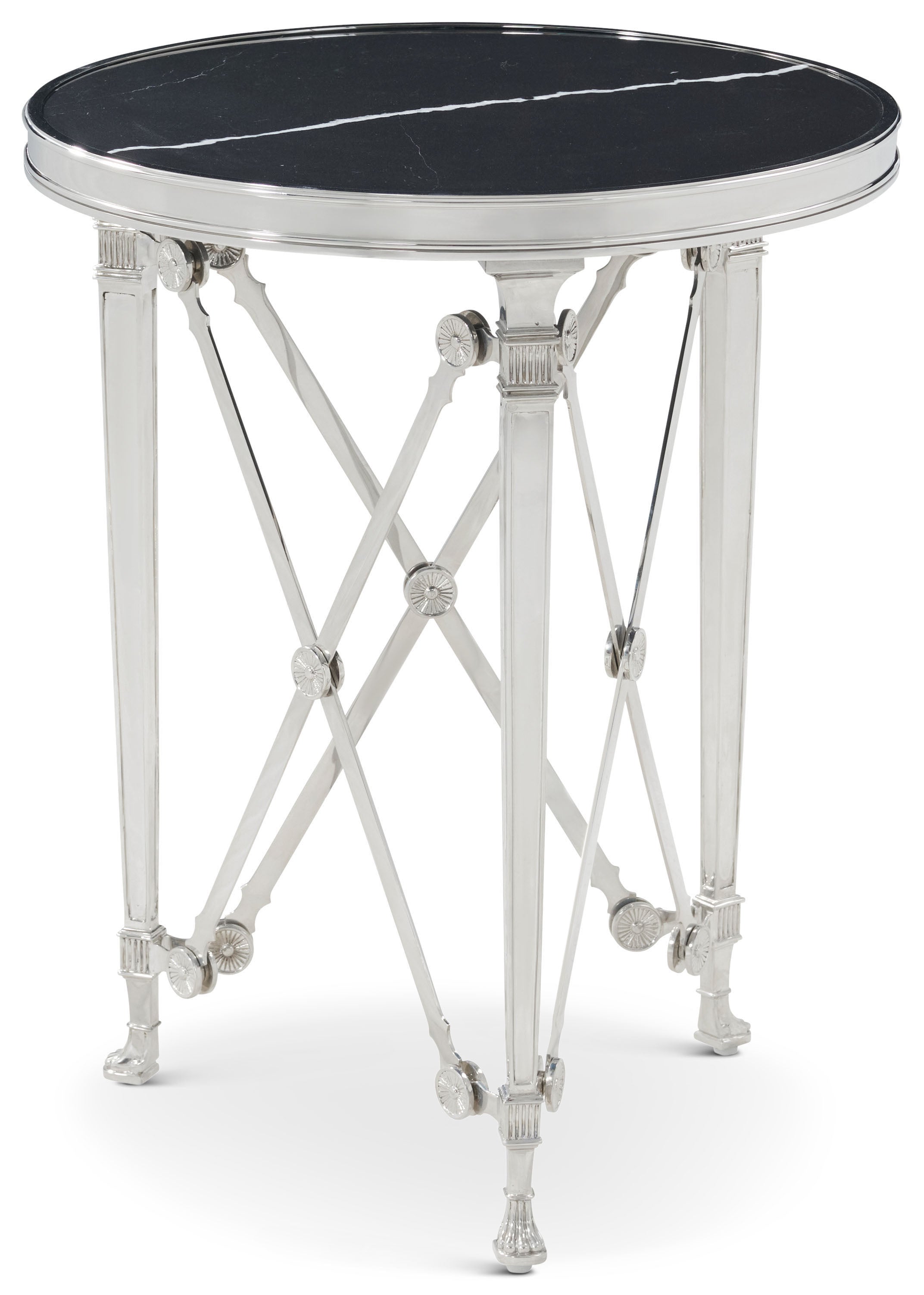 Spencer London Small Round Nickel Side Table in Brass, Quartz - Theodore Alexander