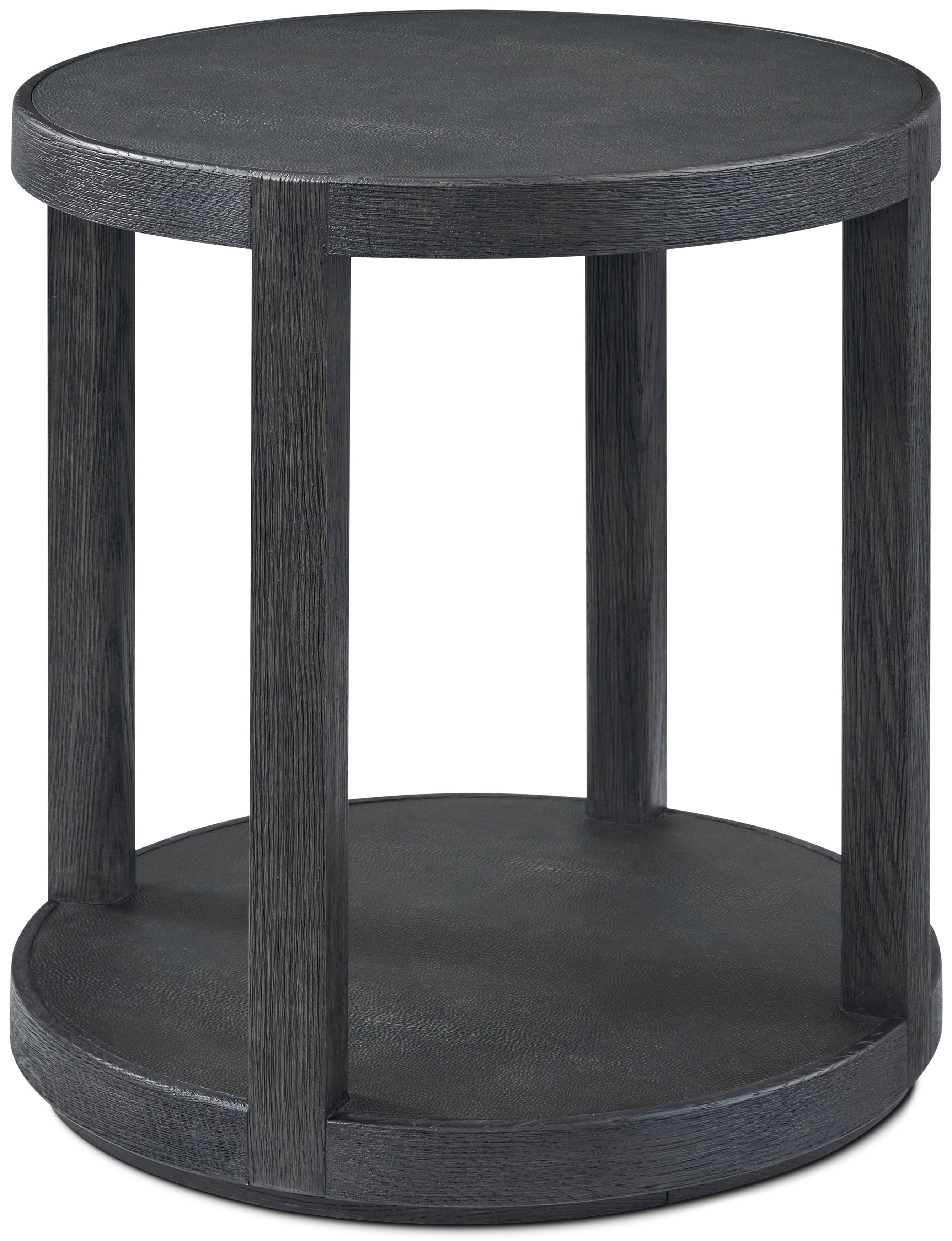 Maxwell Round Side Table in Solid Wood, Veneer, Shagreen - Theodore Alexander