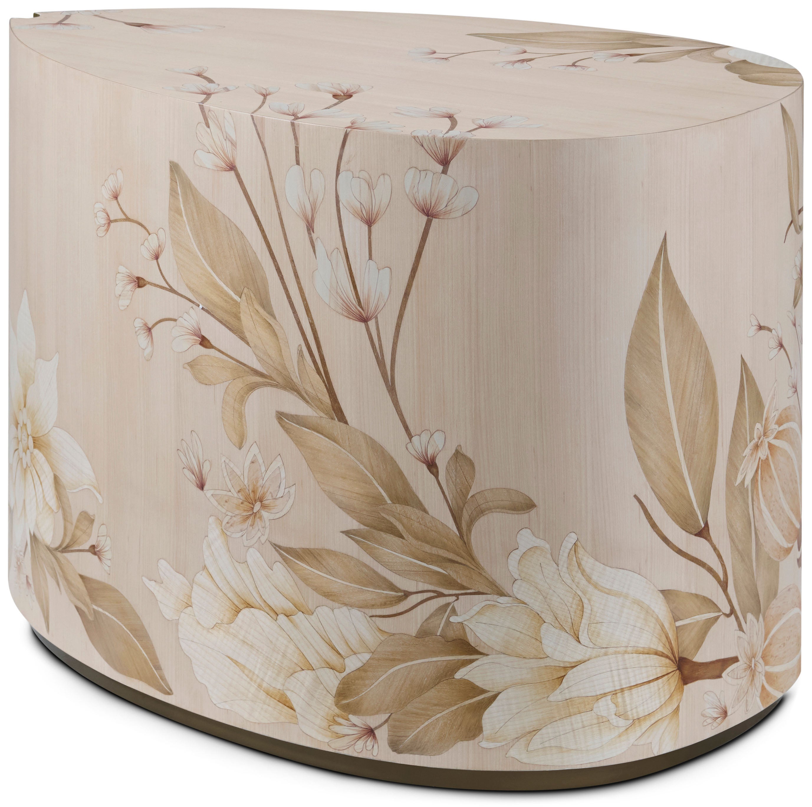 Bouquet Droplet Side Table in Maple Veneer, Sycamore Veneer, Satinwood Veneer, Movingue Veneer, Ash Veneer, Pine Veneer, Bird Eye Veneer, Stainless Steel - Theodore Alexander