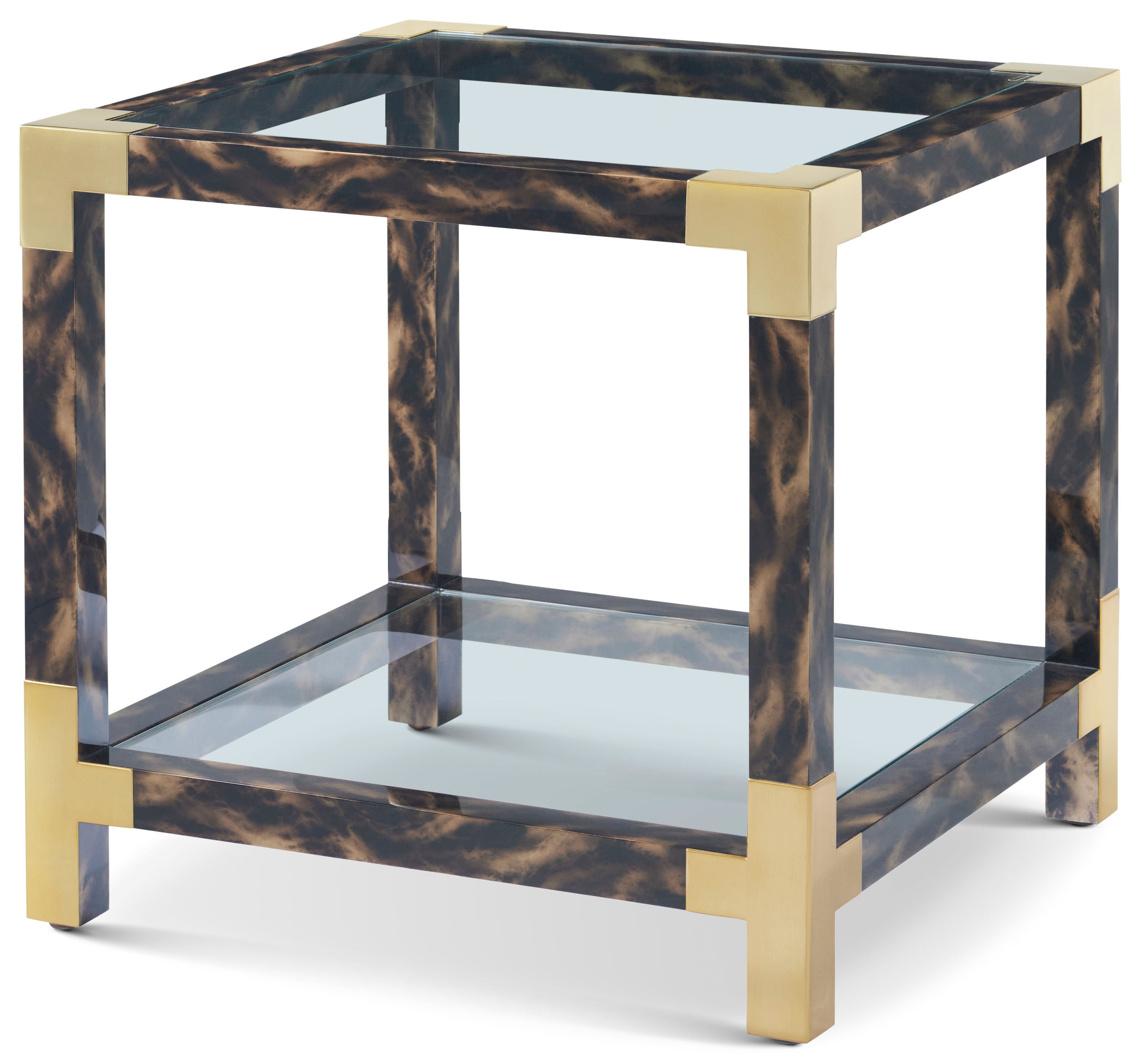 Arakan Side Table in Glass, Stainless Steel - Theodore Alexander