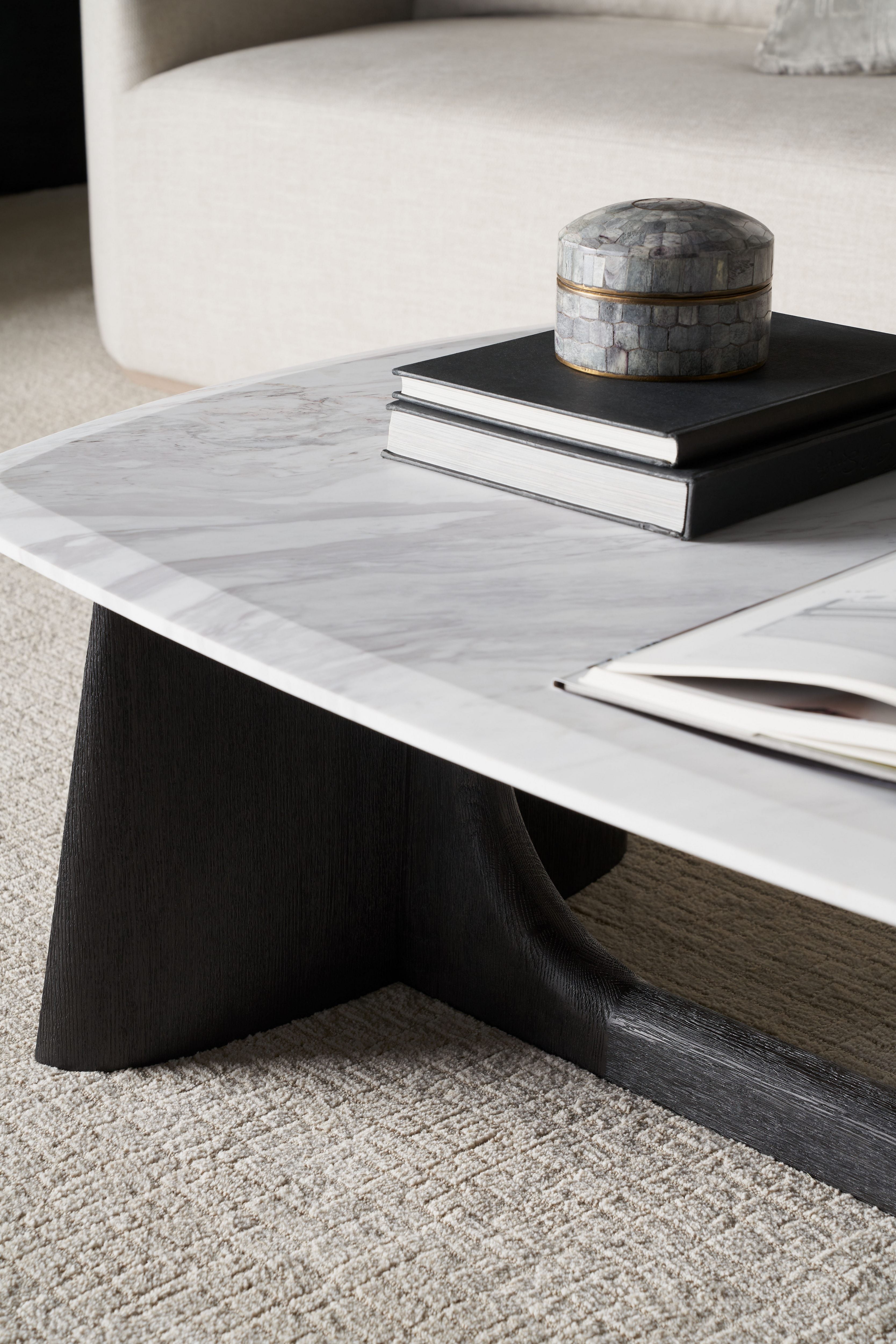 Repose Wooden Coffee Table Quartz Top – Cocktail Tables by Theodore Alexander | Sutter & Vale