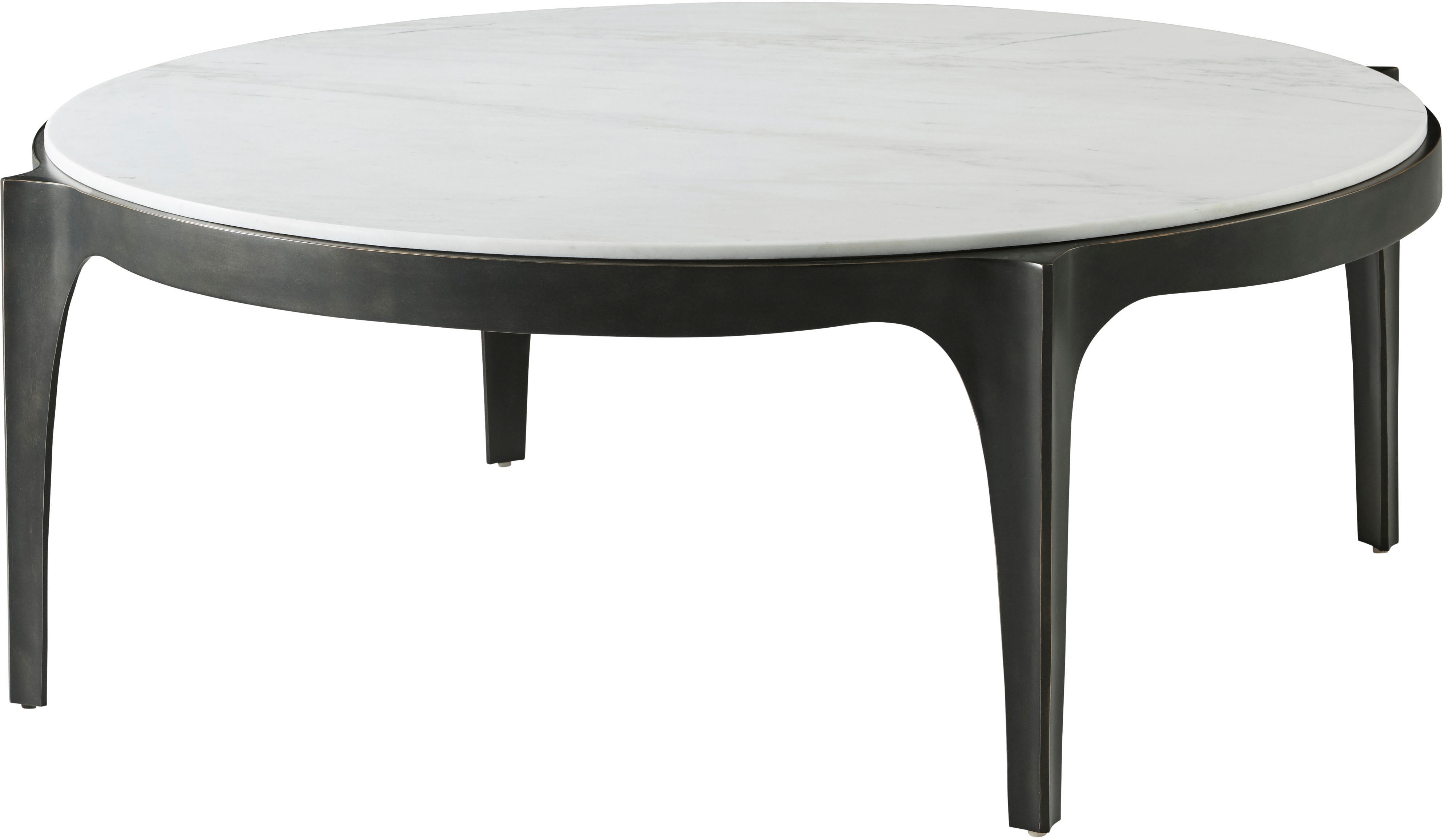 Rome Round Cocktail Table in Gold_Dolomite_Marble / Aluminium, Marble - Theodore Alexander