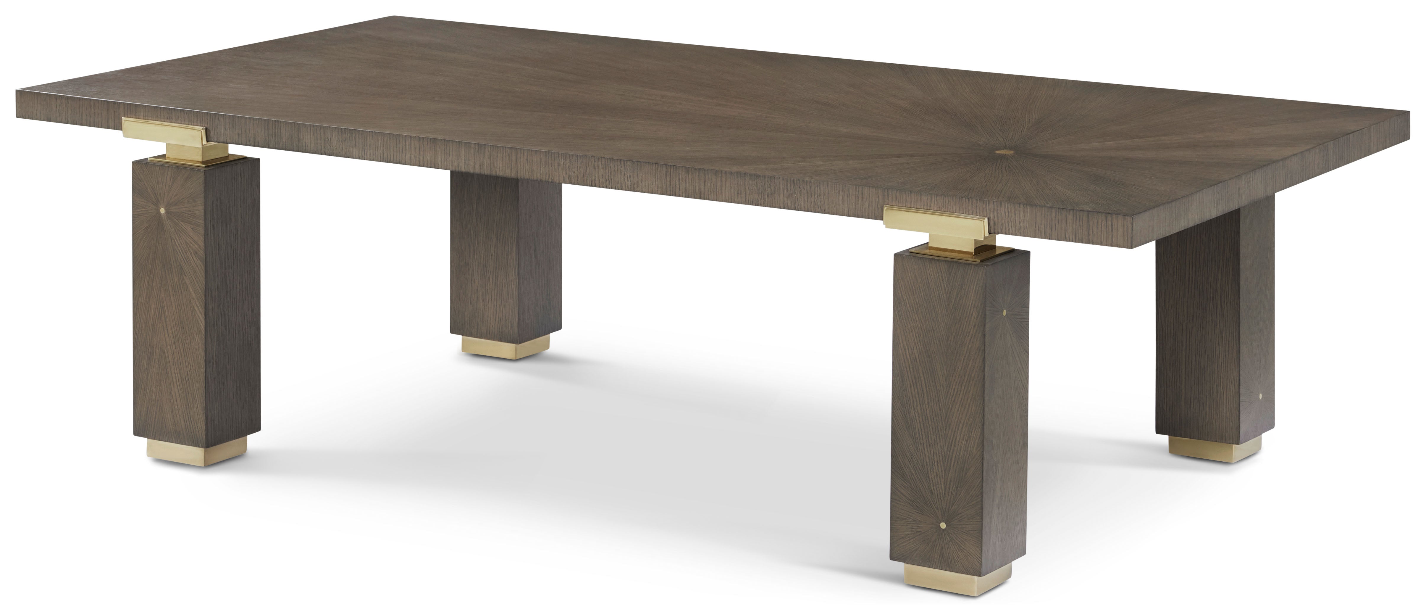 Judith Leiber Cocktail Table II in Oak Veneer, Brass - Theodore Alexander