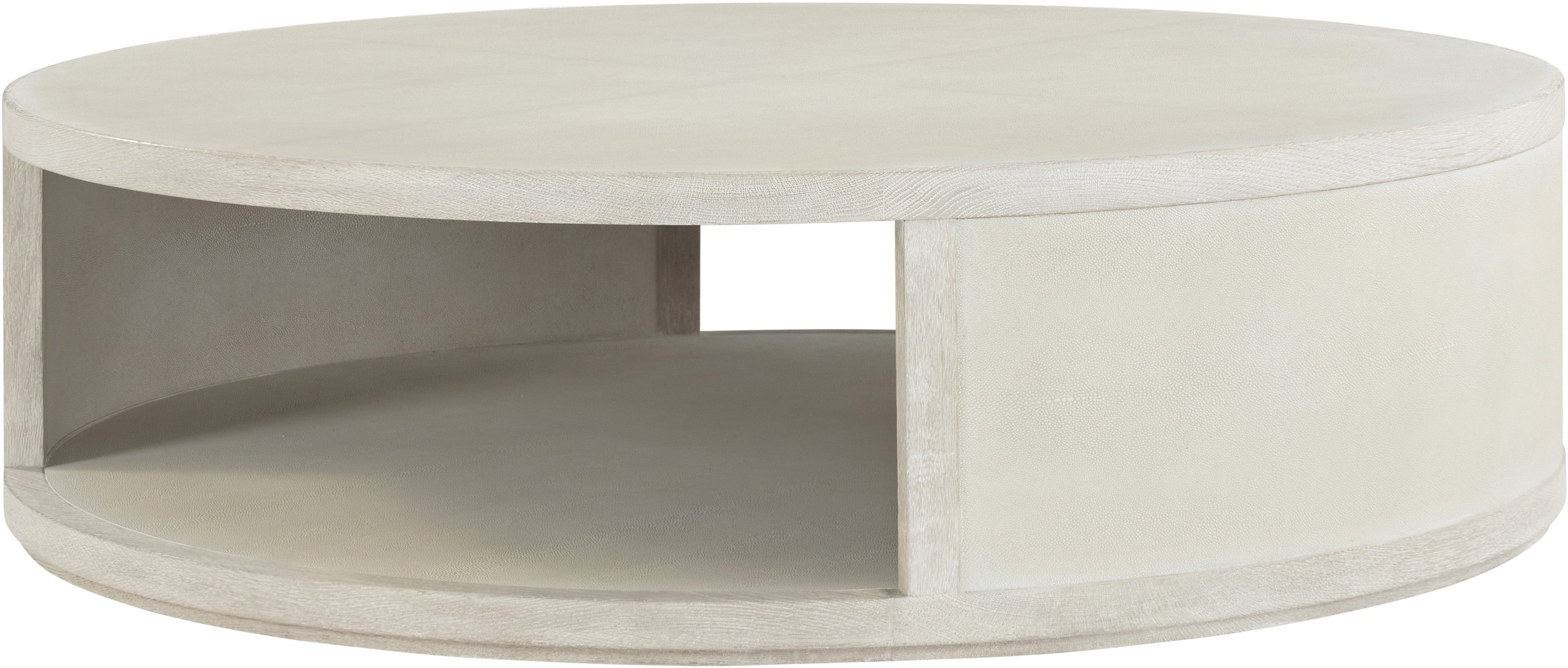 Maxwell Round Cocktail Table Large in Solid Wood, Veneer, Shagreen - Theodore Alexander