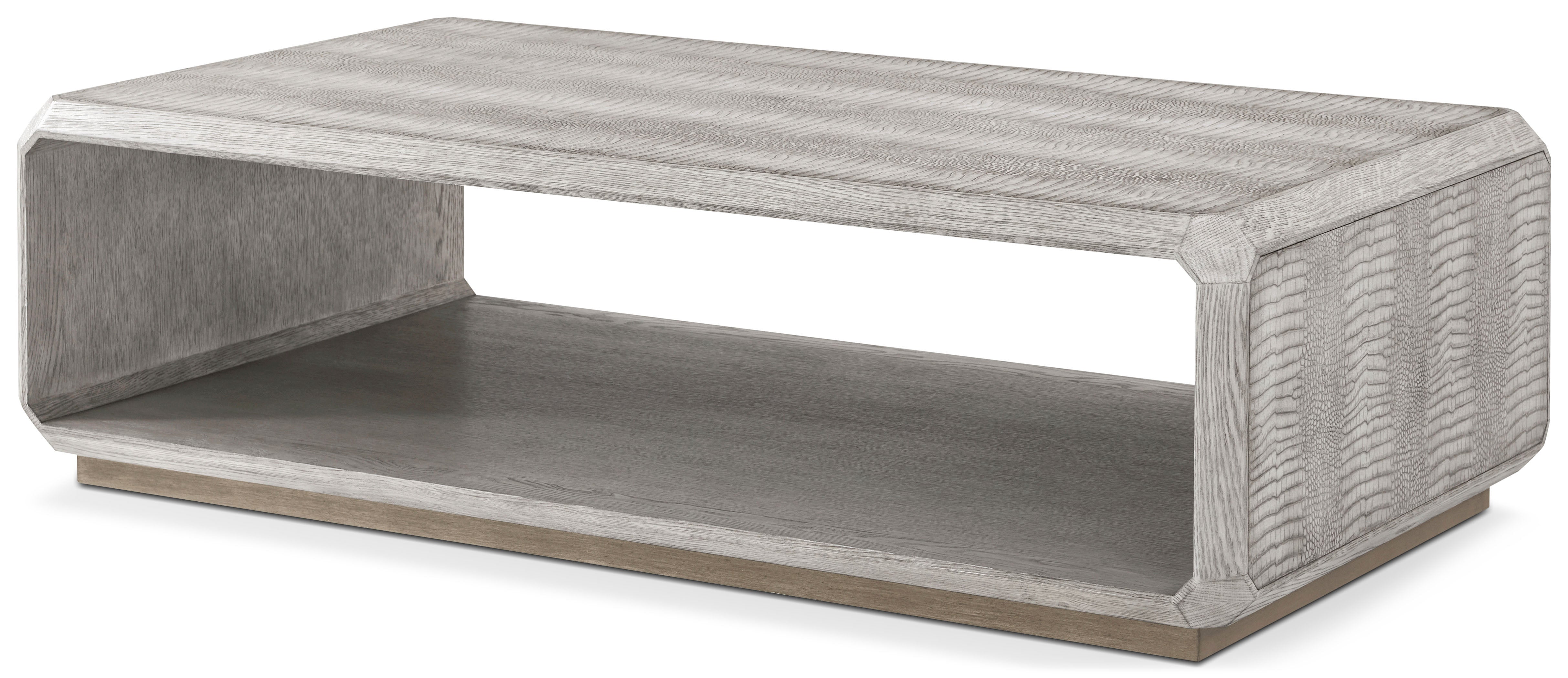 Spencer St. James Cocktail Table in Beech Wood/Oak Wood, Oak Wood, Oak Veneer, Reconstructed Pattern Crocodile - Theodore Alexander