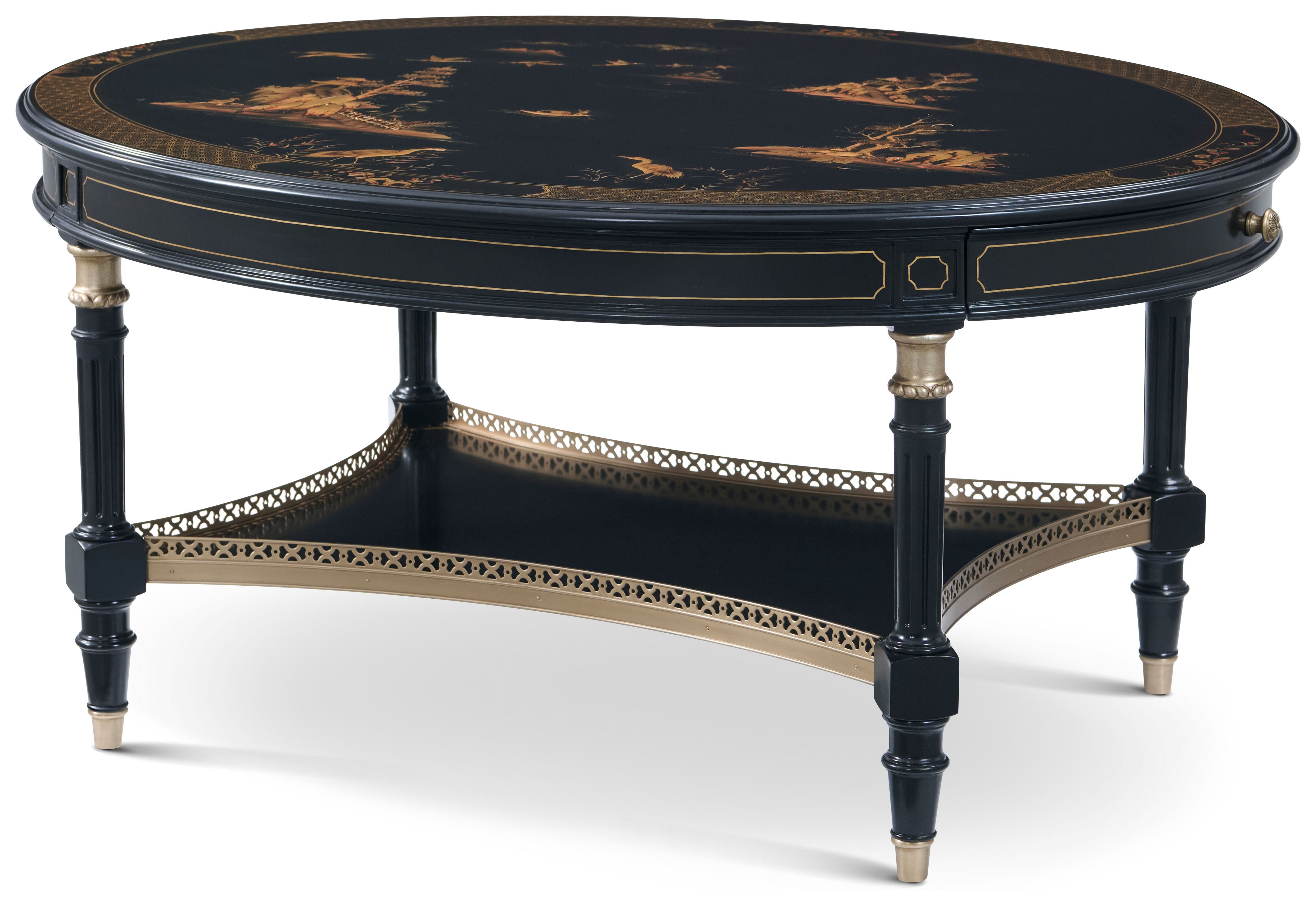 Terrace Cocktail Table in Beech Wood, Brass - Theodore Alexander