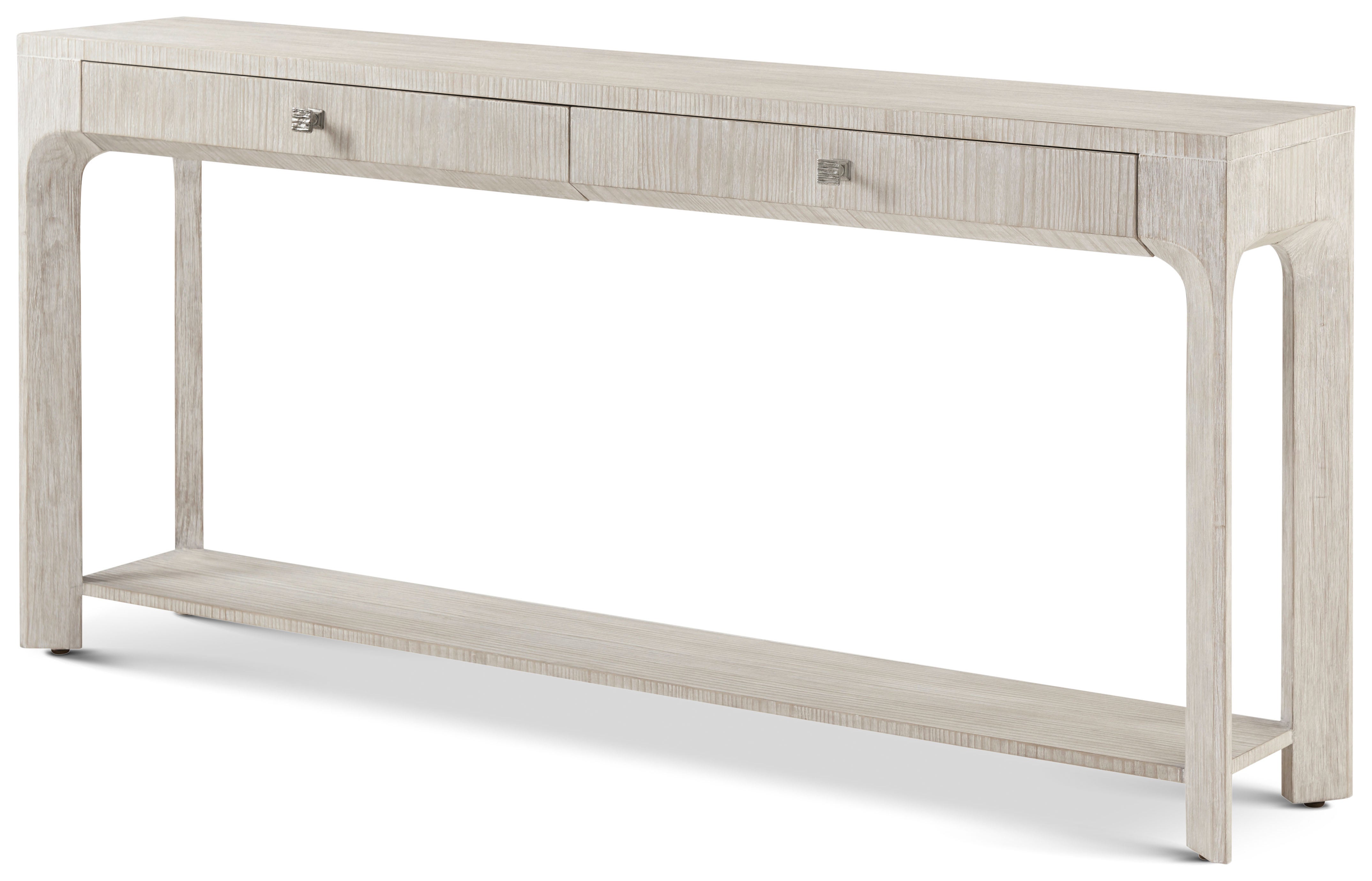 Breeze Two Drawer Console Table in PCF1168.1C2HA3F_Sea_Salt_MCF547.A_Dark_Sterling / Pine Wood, Pine Veneer, Aluminium - Theodore Alexander