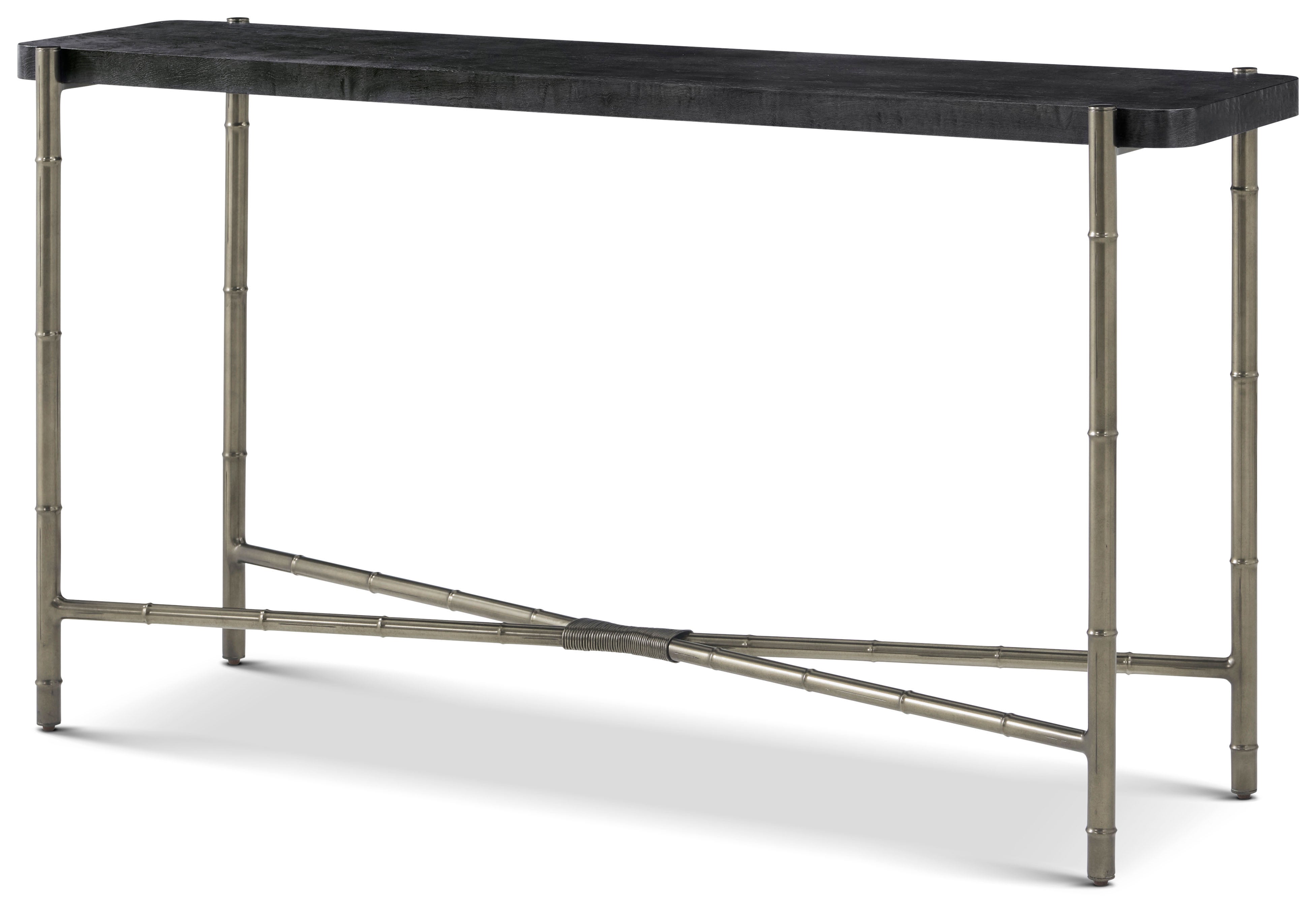 Kesden Console Table in VCF1798_silent_black_MCF586_kesden_brass / Brass, Wood - Theodore Alexander