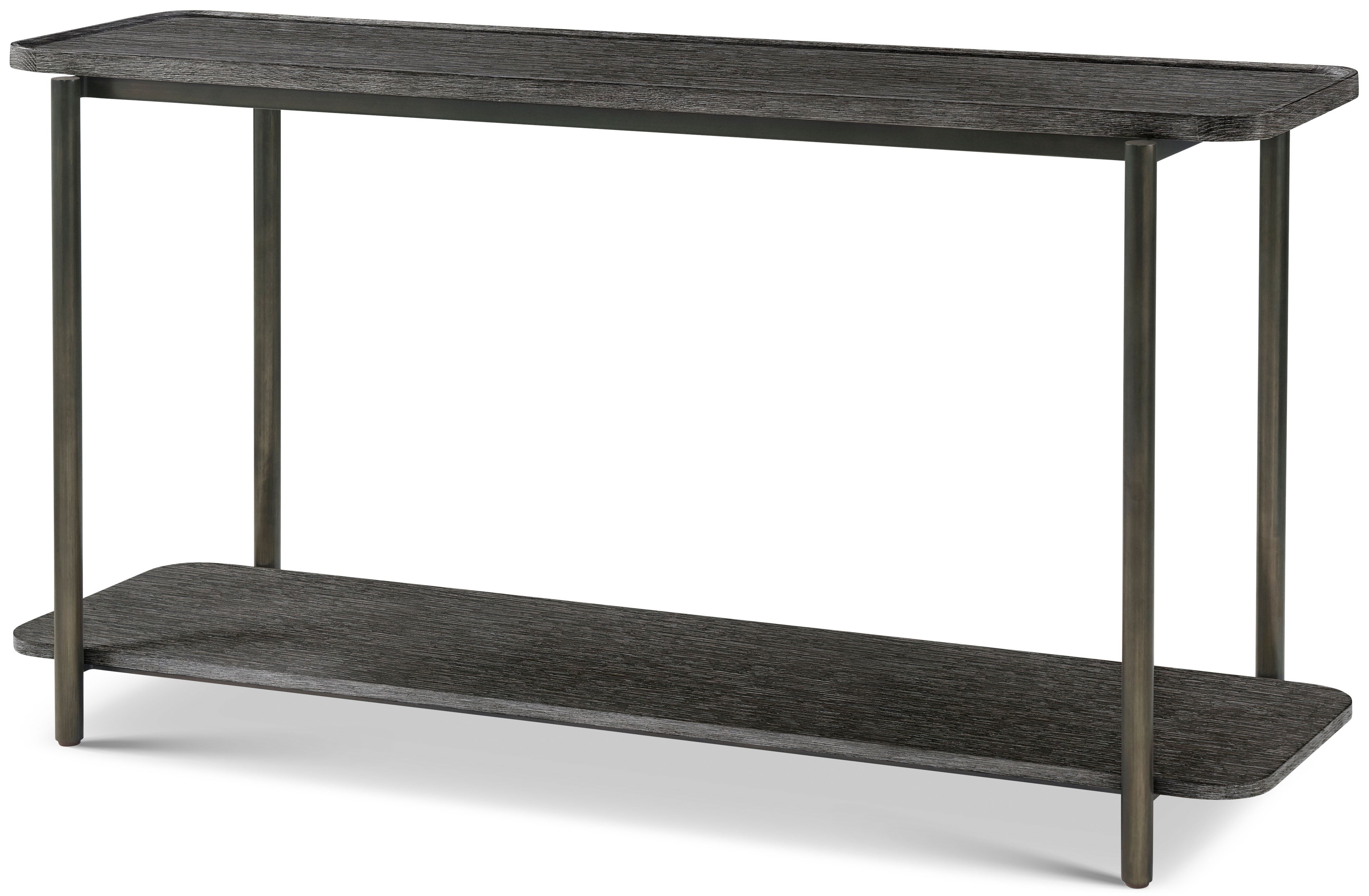 Repose Console Table in PCF1186.1L2HA3F_Charcoal_Oak_MCF551.SI_Bronze_Metal / Iron, Wood - Theodore Alexander