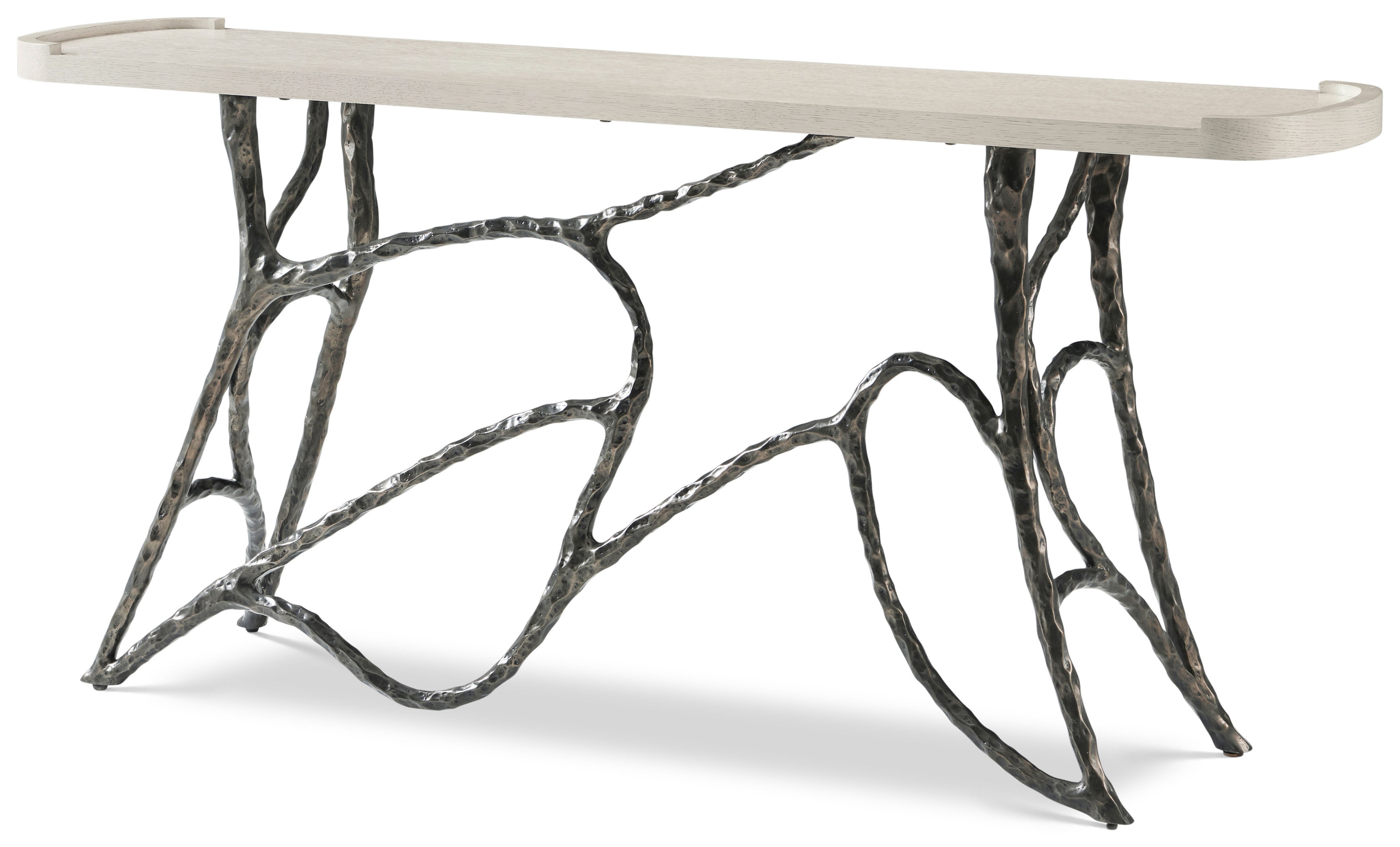 Essence Metal Console in VCF1806_Opal_MCF552.A_Volcanic_Essence / Aluminium, Veneer, Solid Wood - Theodore Alexander