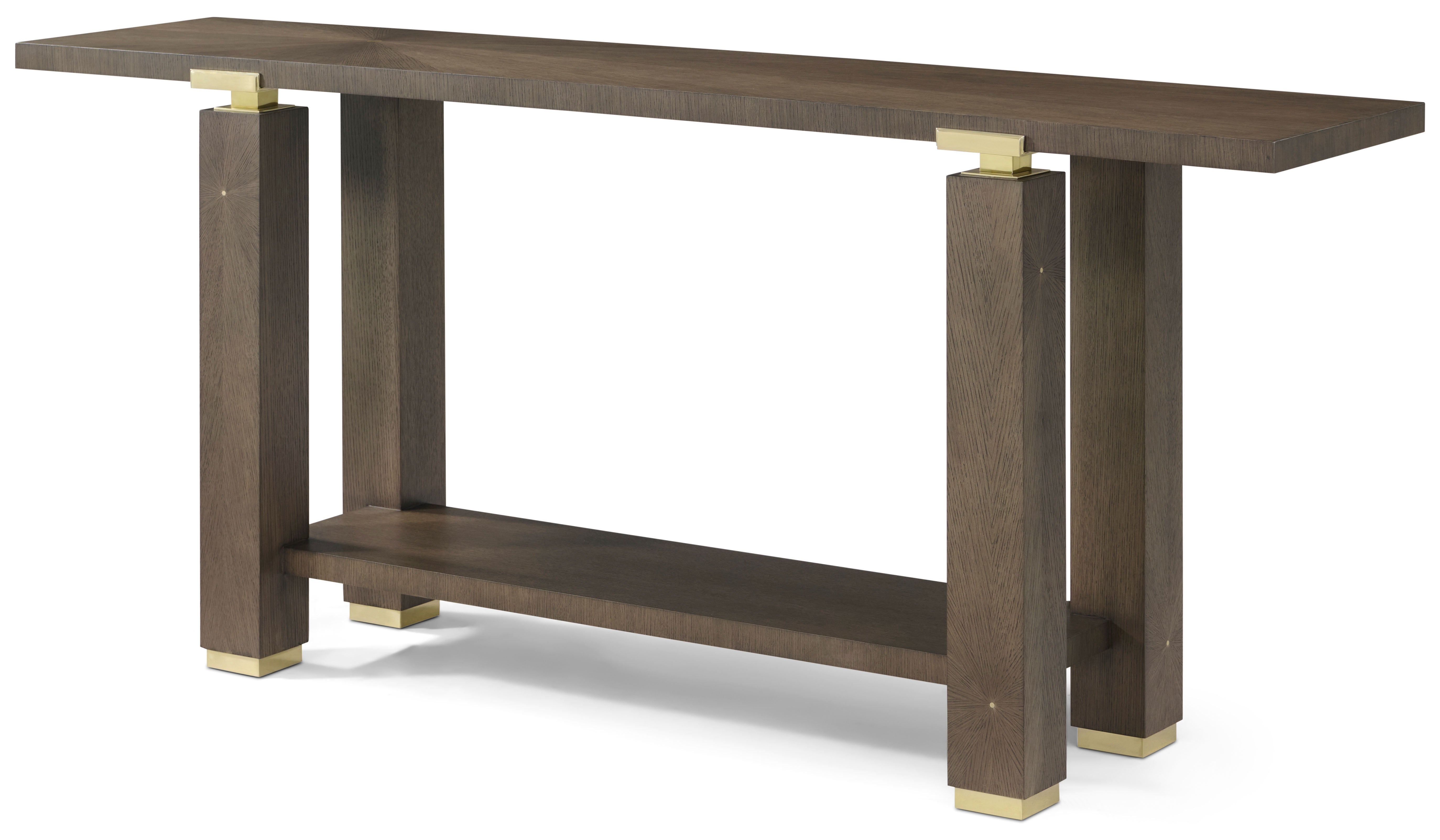 Judith Leiber Console Table II in Oak Veneer, Brass - Theodore Alexander