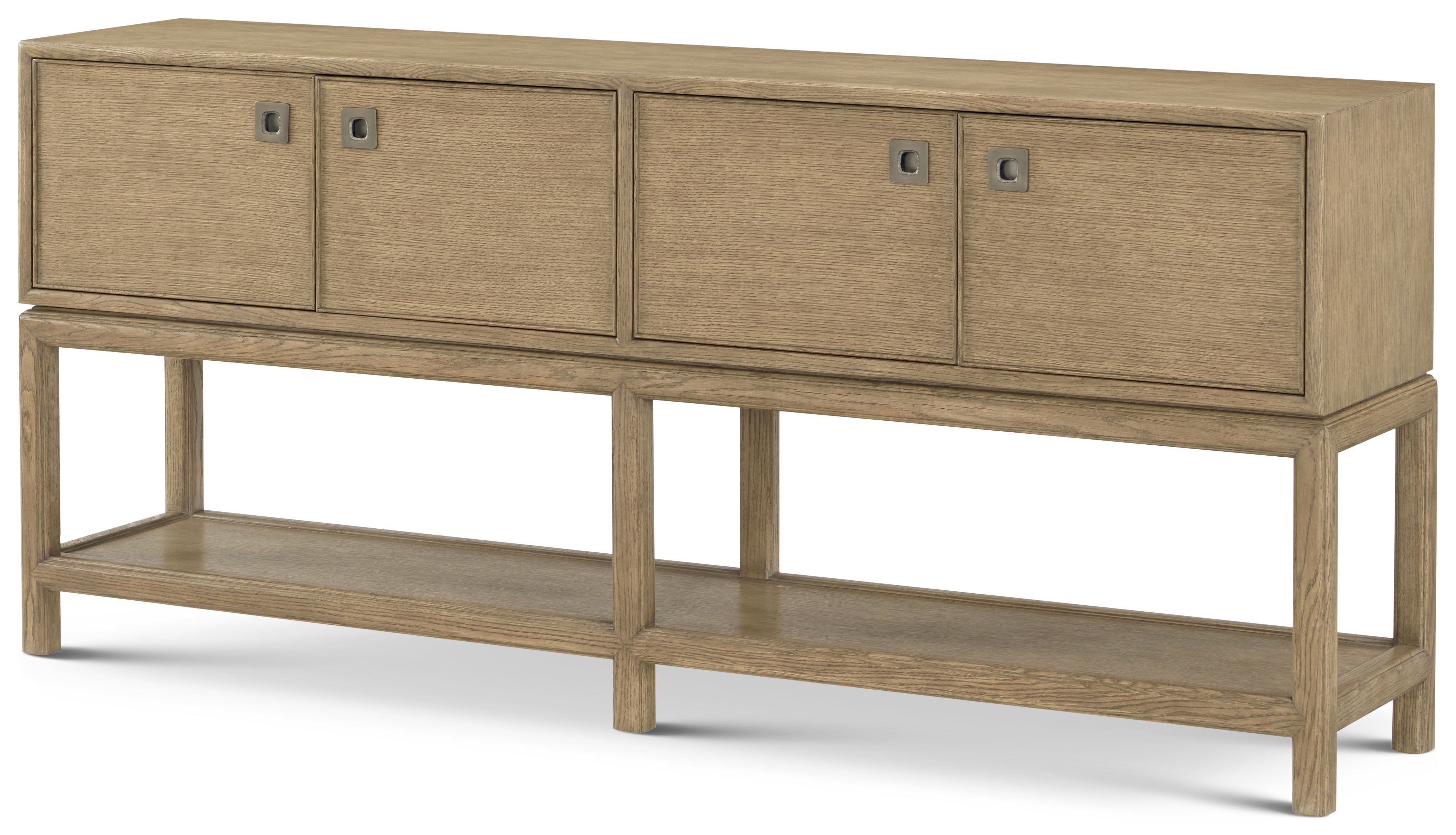 Montauk Storage Console in Oak Wood, Oak Veneer, Aluminium - Theodore Alexander