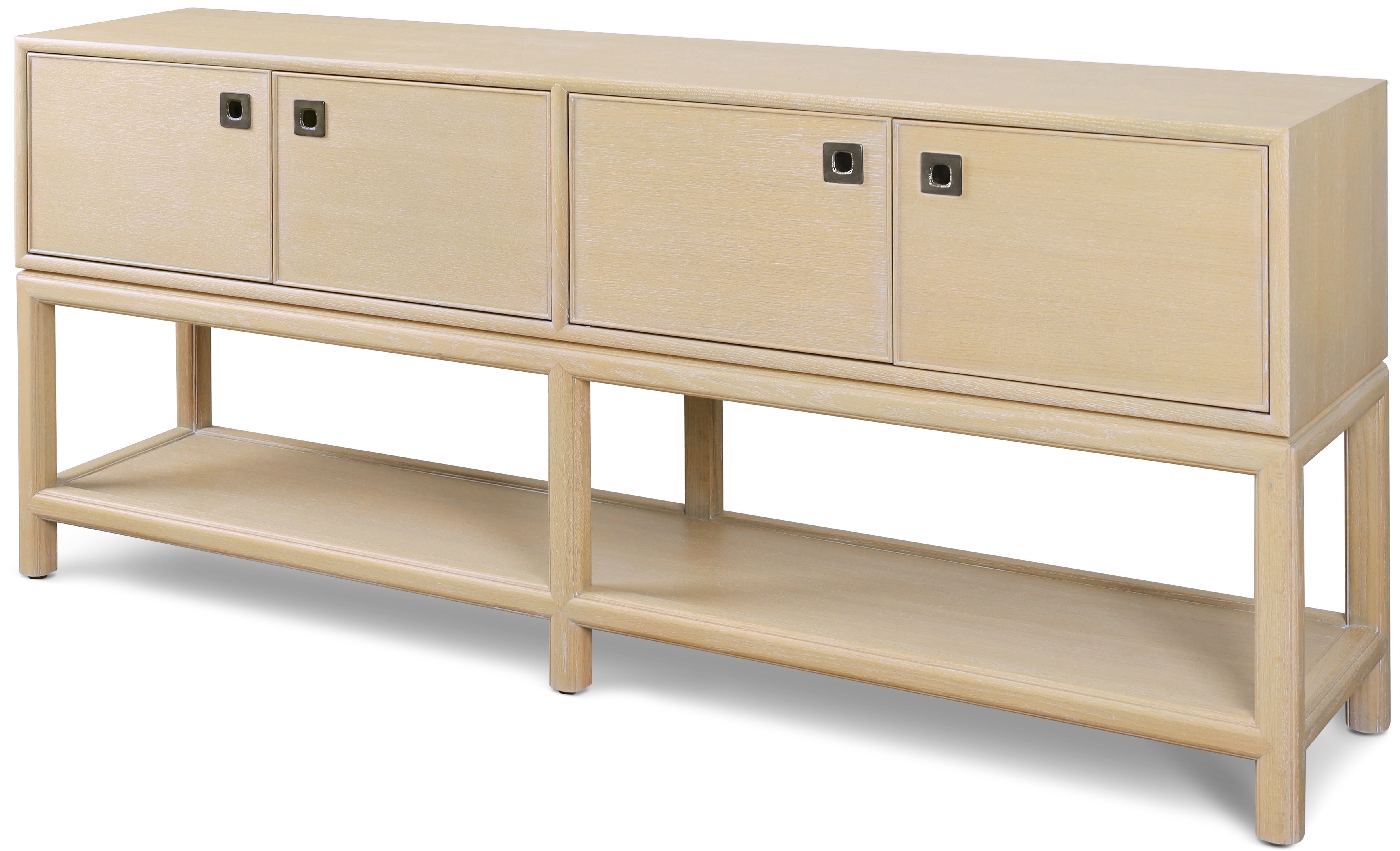 Montauk Storage Console in Oak Wood, Oak Veneer, Aluminium - Theodore Alexander