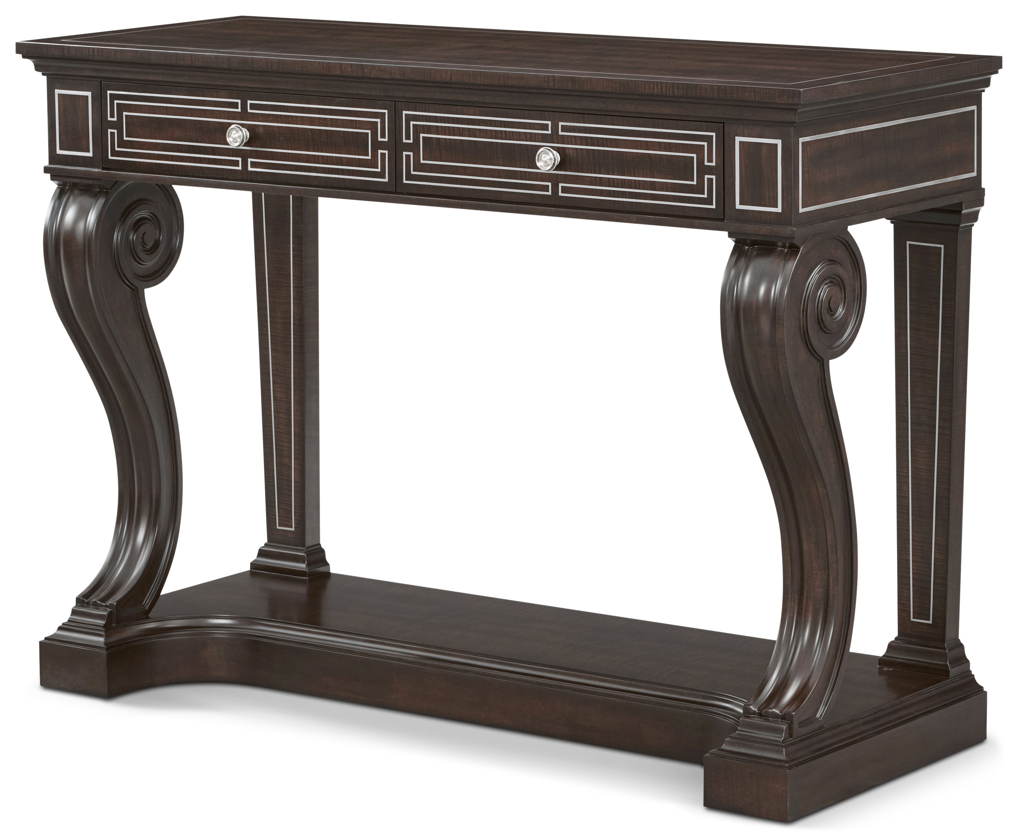 Spencer London Empire Console in Maple Wood, Sycamore Veneer, Brass - Theodore Alexander