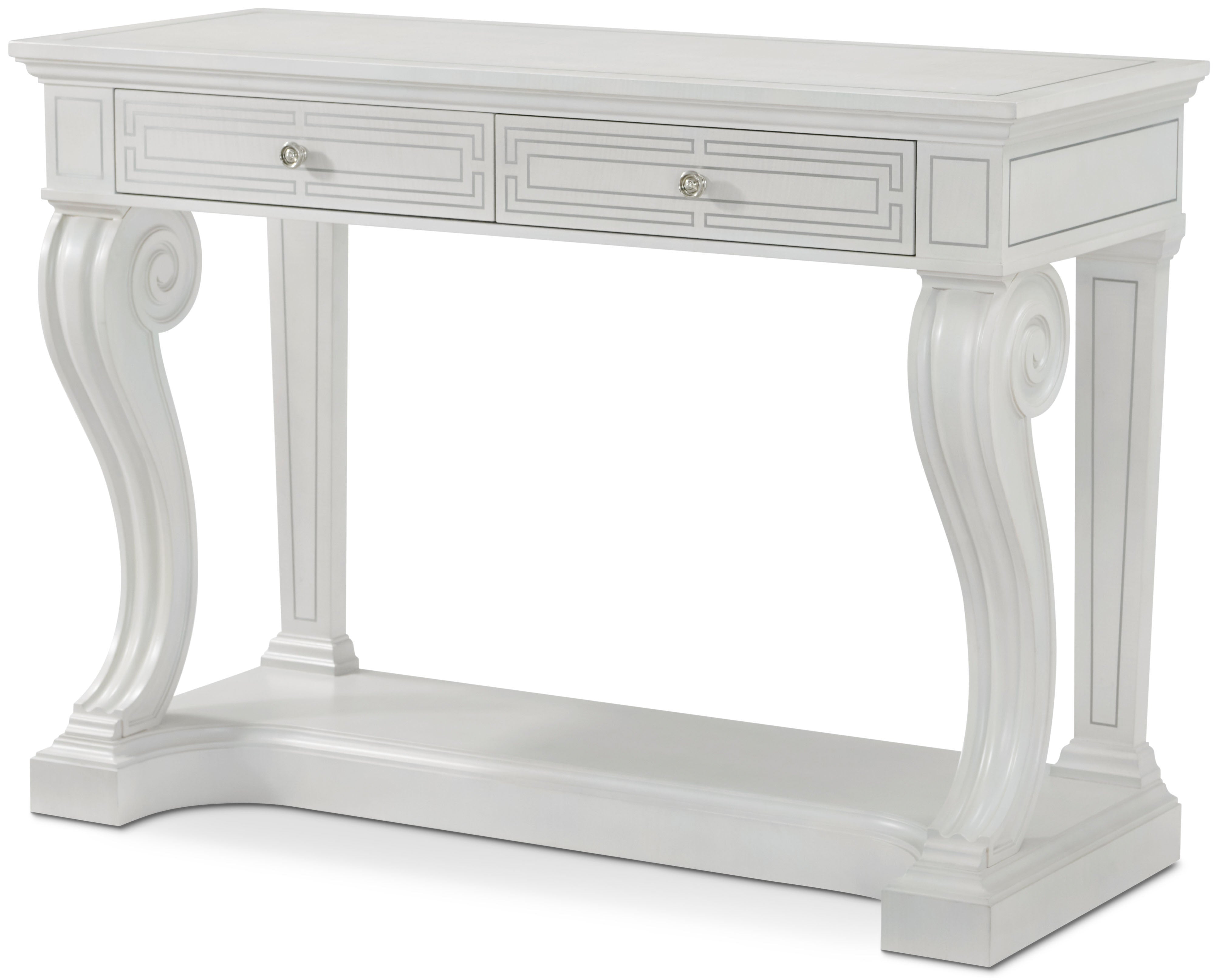 Spencer London Empire Console in Maple Wood, Sycamore Veneer, Brass - Theodore Alexander