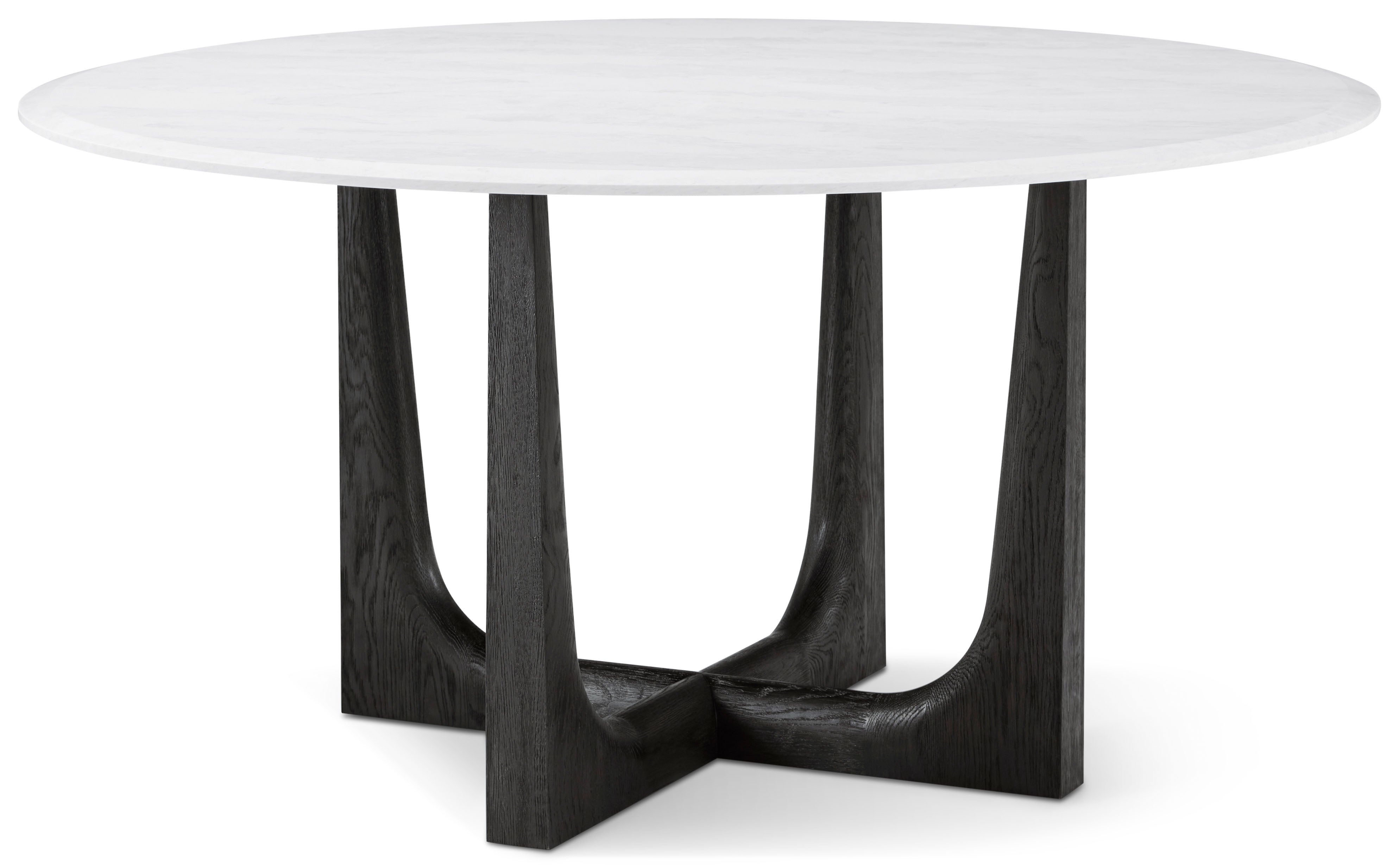 Repose Quartz Round Dining Table in PCF1186.1L2HA3F_Charcoal_Oak / Wood, Quartz - Theodore Alexander