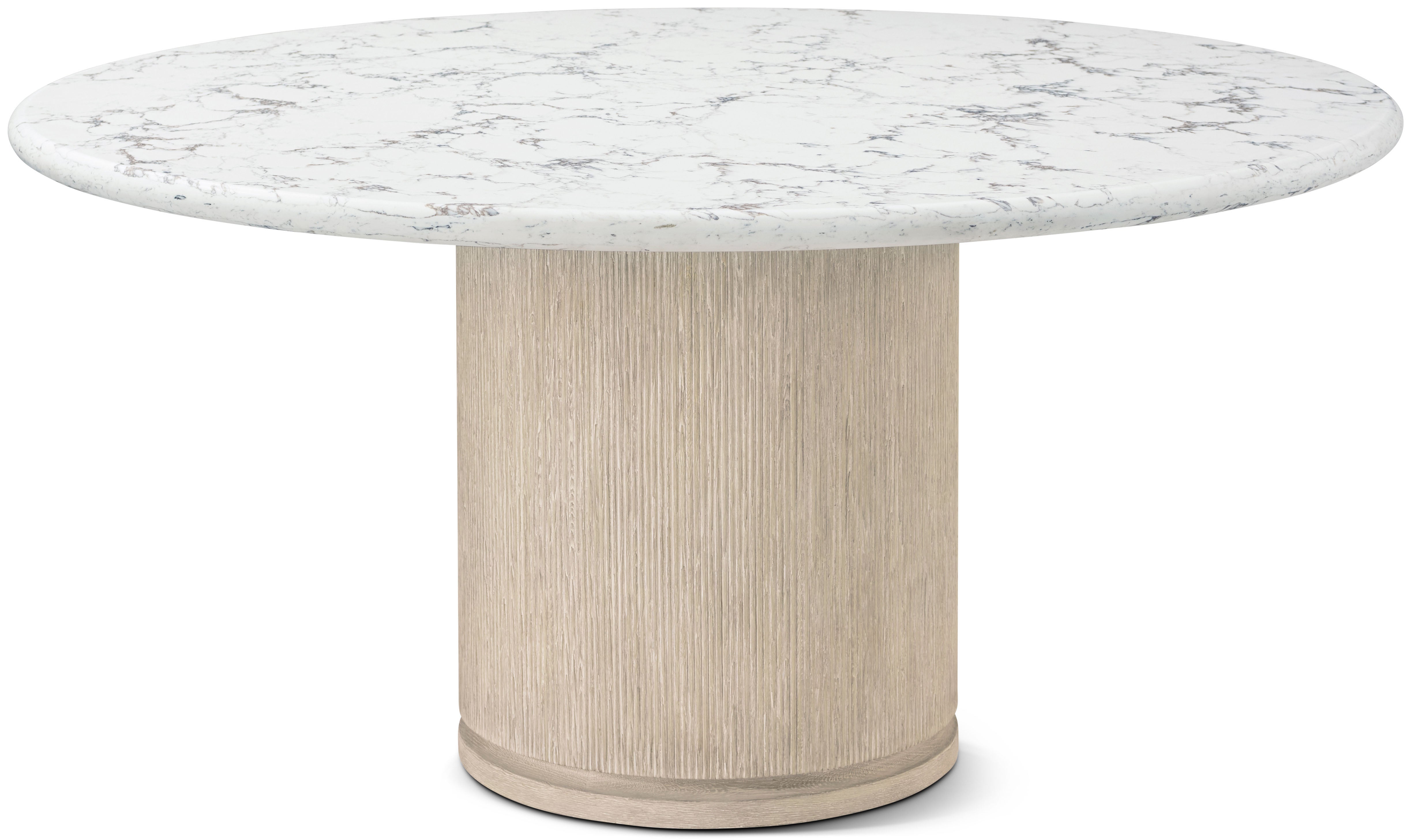 Horizon Round Quartz Dining Table in Ash Wood, Quartz - Theodore Alexander