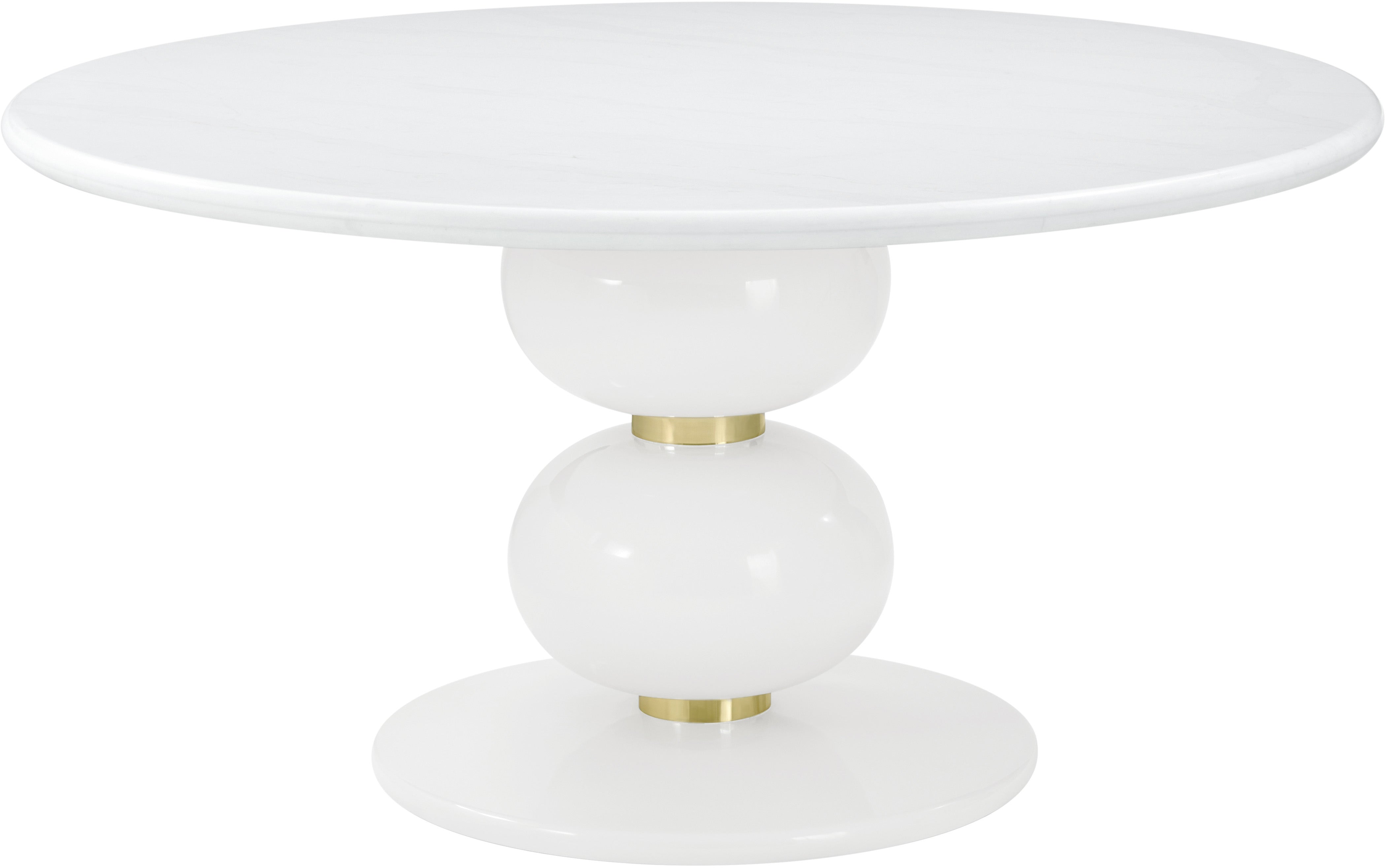 Judith Leiber Round Dining Table in Quartz, Composite, Brass - Theodore Alexander