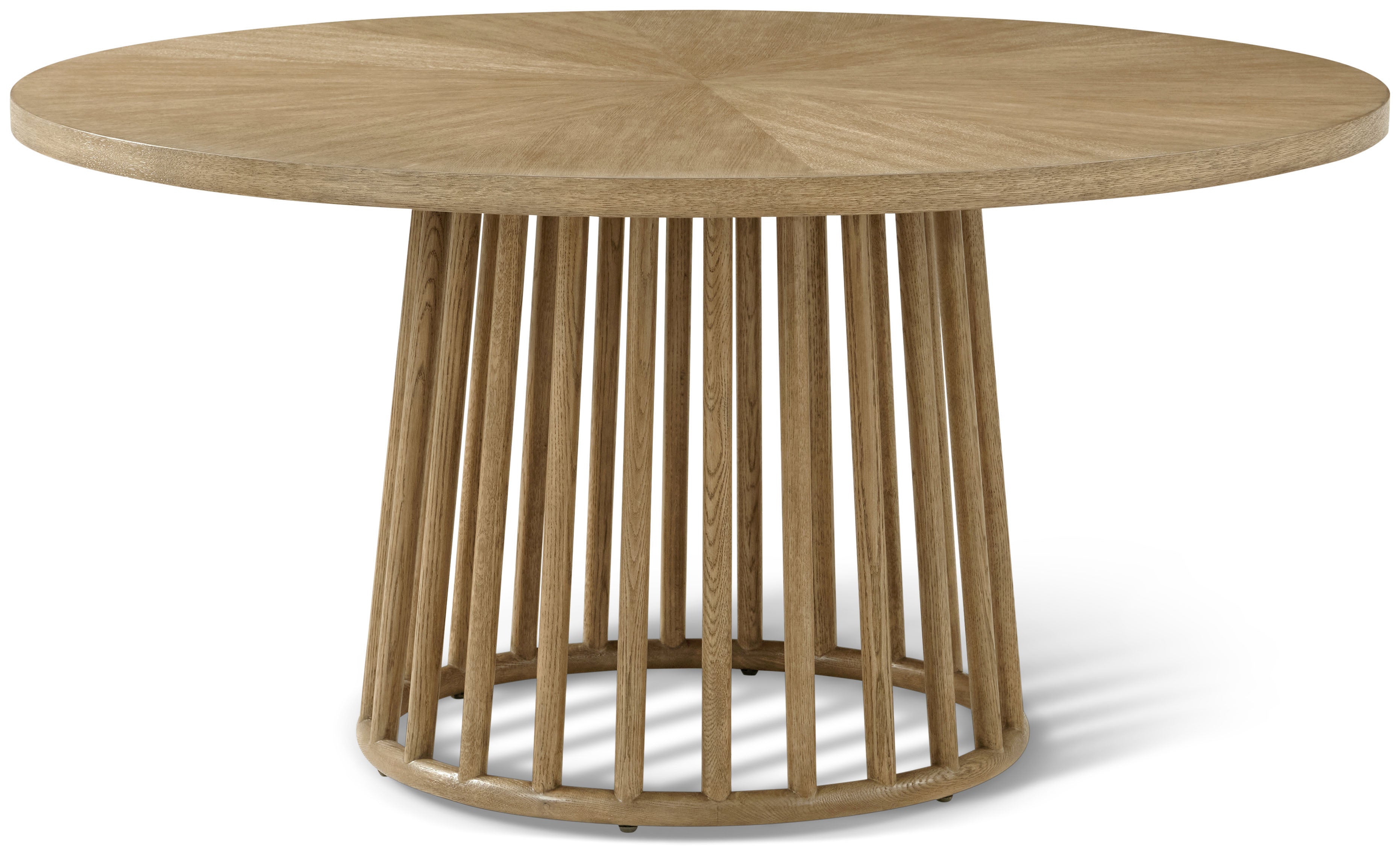 Montauk Round Dining Table in Oak Wood, Oak Veneer - Theodore Alexander