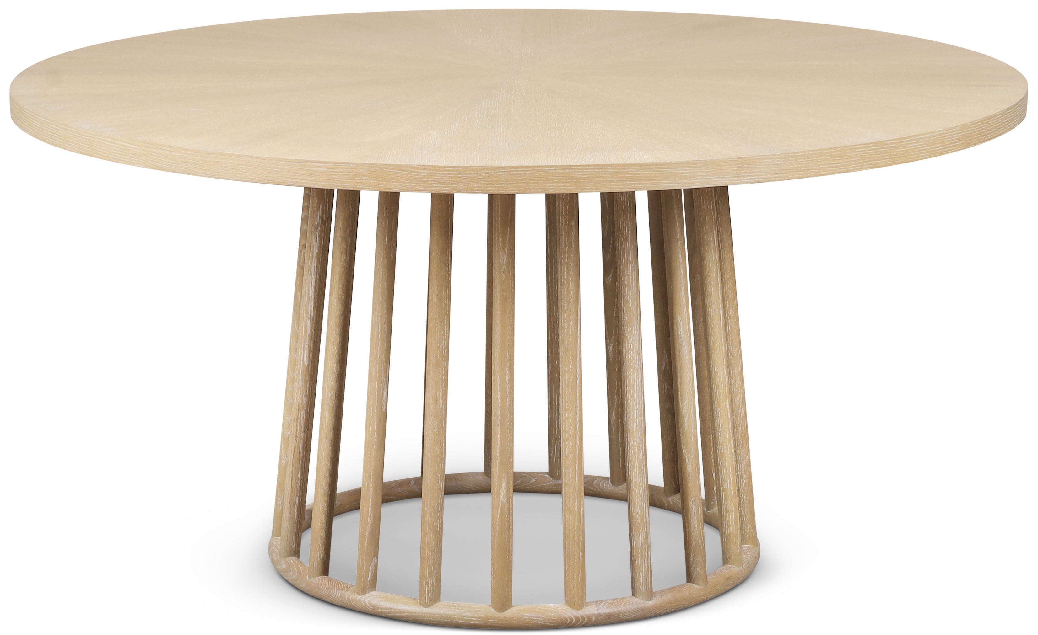 Montauk Round Dining Table in Oak Wood, Oak Veneer - Theodore Alexander