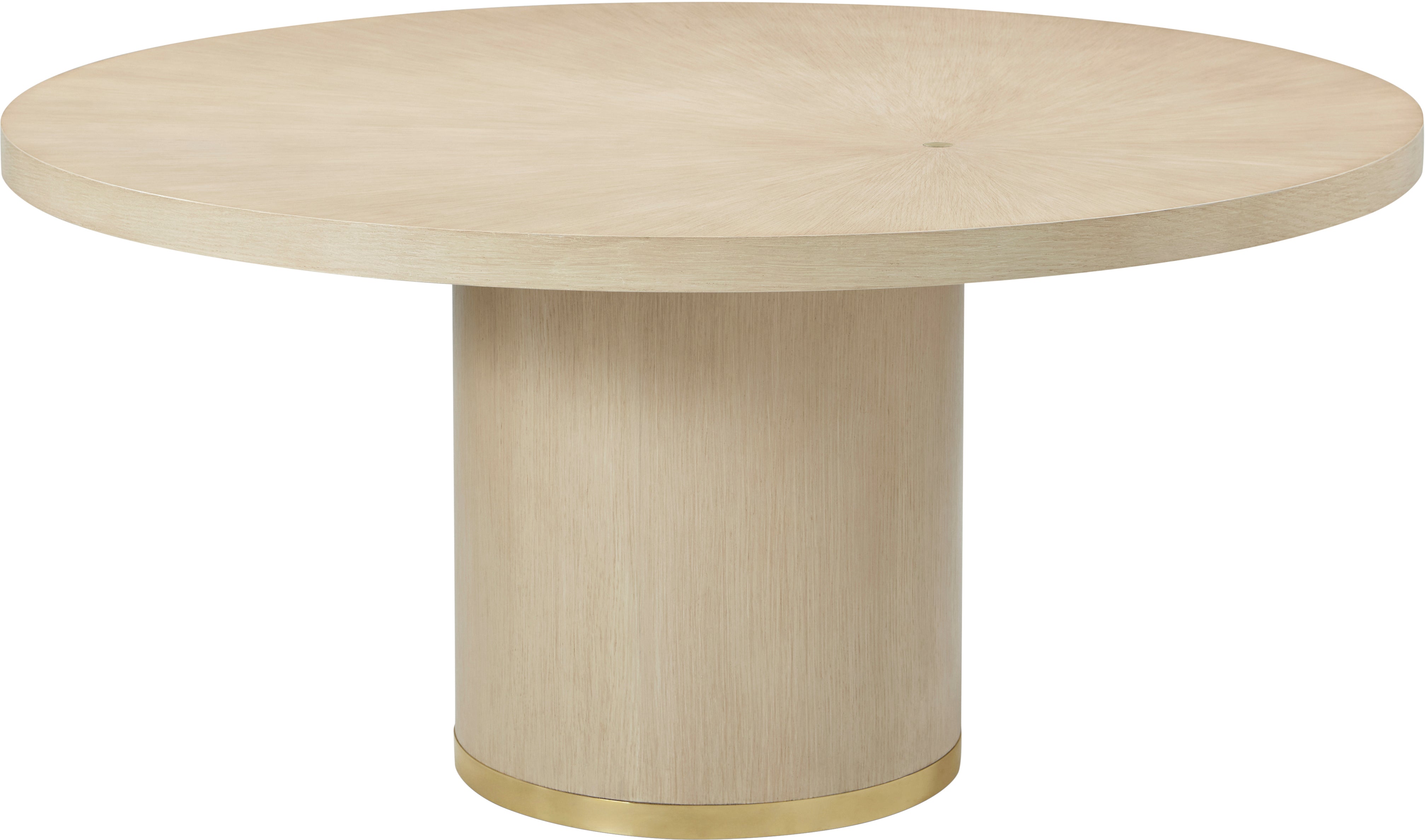 Judith Leiber Round Sunburst Dining Table in Oak Veneer, Brass - Theodore Alexander