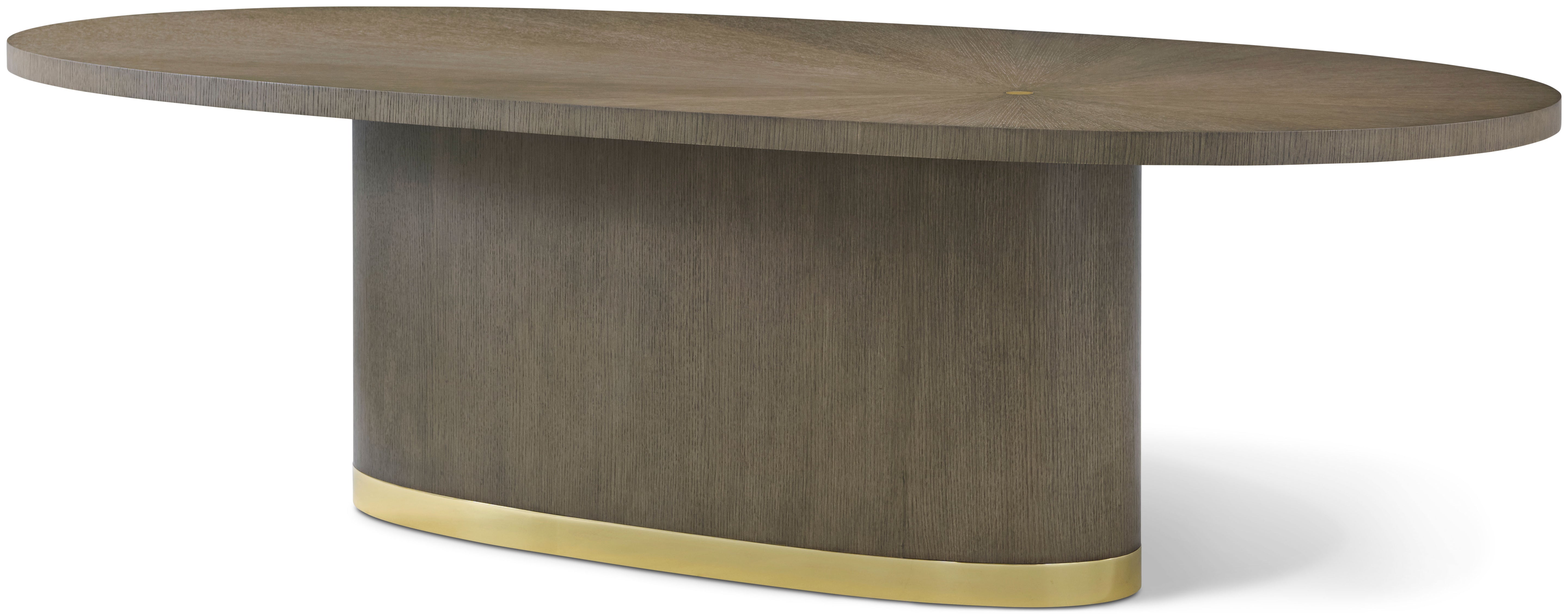 Judith Leiber Oval Dining Table in Oak Veneer, Brass - Theodore Alexander