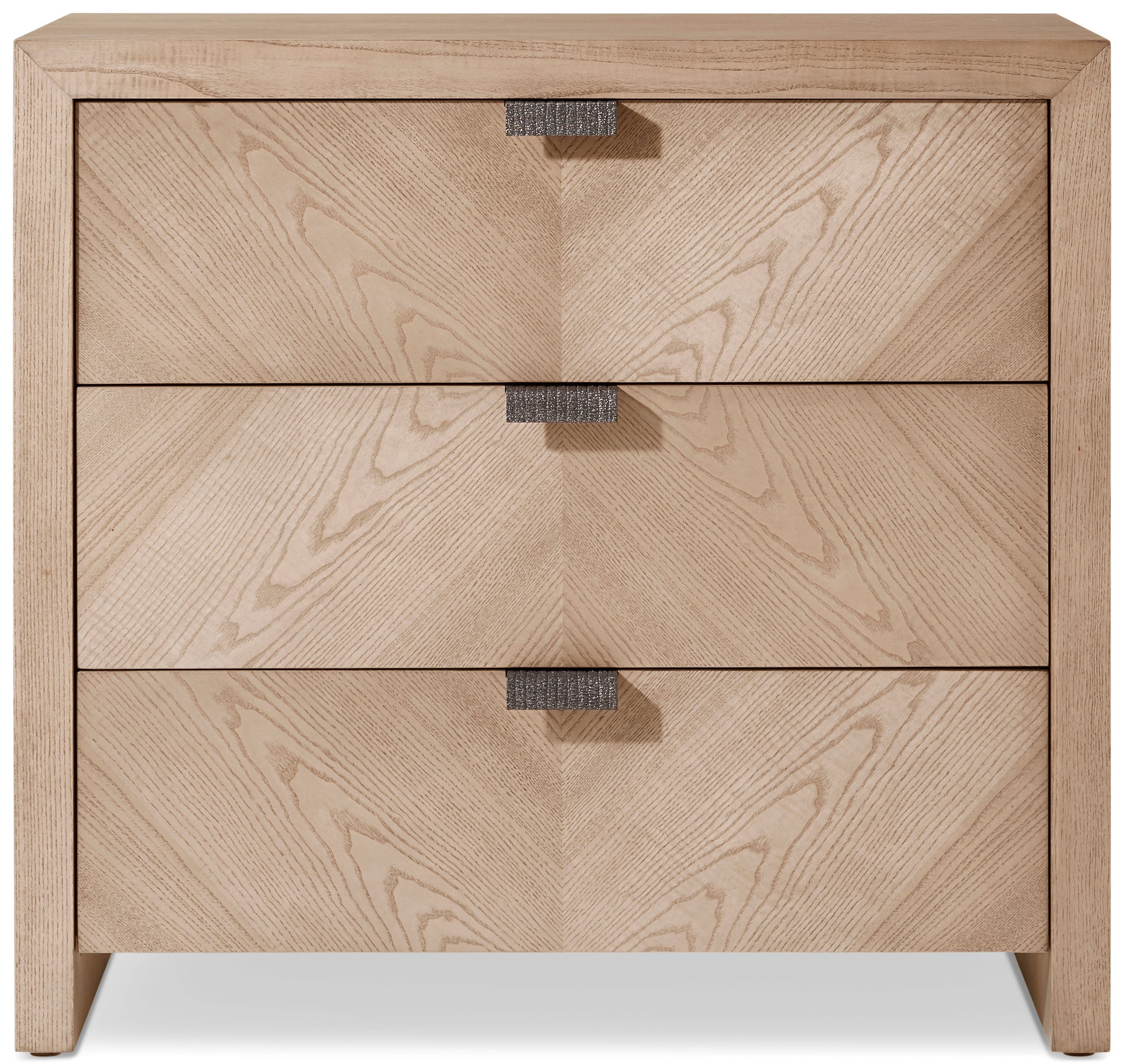 Catalina Three Drawer Nightstand in PCF1176.1J2G_Dune_MCF550.1F_Ember / Veneer, Aluminium - Theodore Alexander