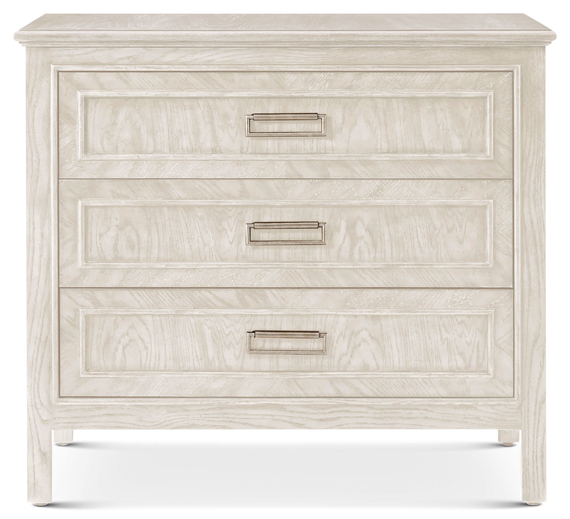 Surrey Three-Drawer Nightstand in VCF1884_Dover_MCF585.A_Dark_Nickel / Oak Wood, Oak Veneer - Theodore Alexander