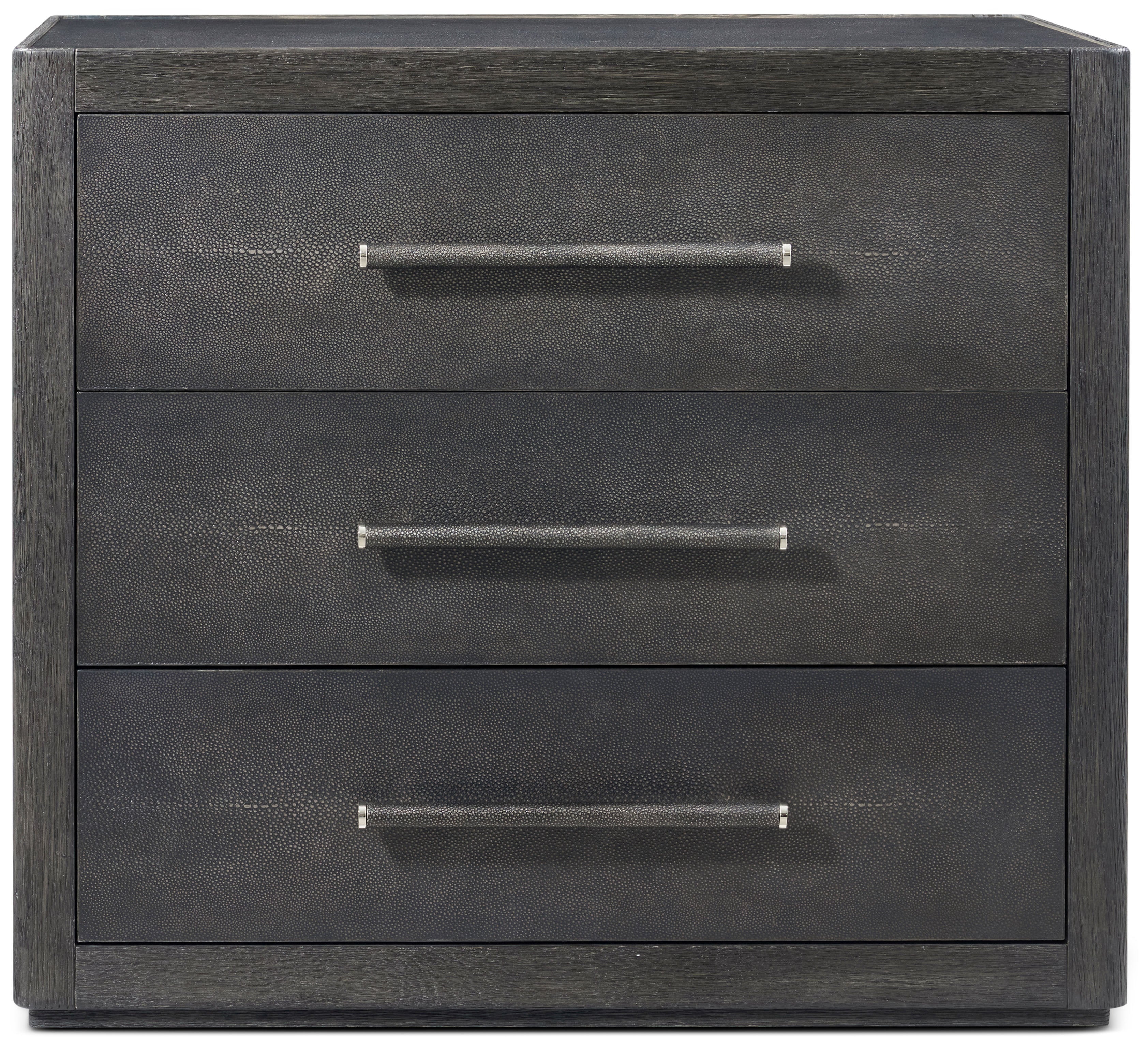 Maxwell 3-Drawer Nightstand II in Solid Wood, Veneer, Shagreen - Theodore Alexander