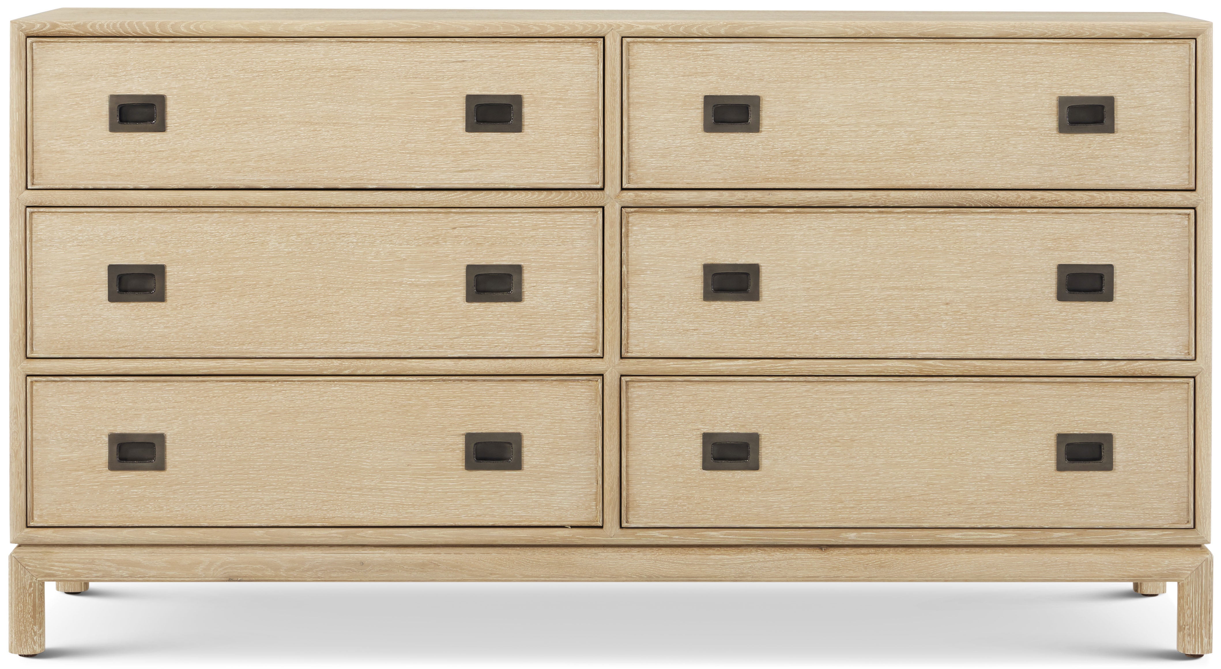 Montauk 6-Drawer Dresser in Oak Wood, Oak Veneer, Aluminium - Theodore Alexander