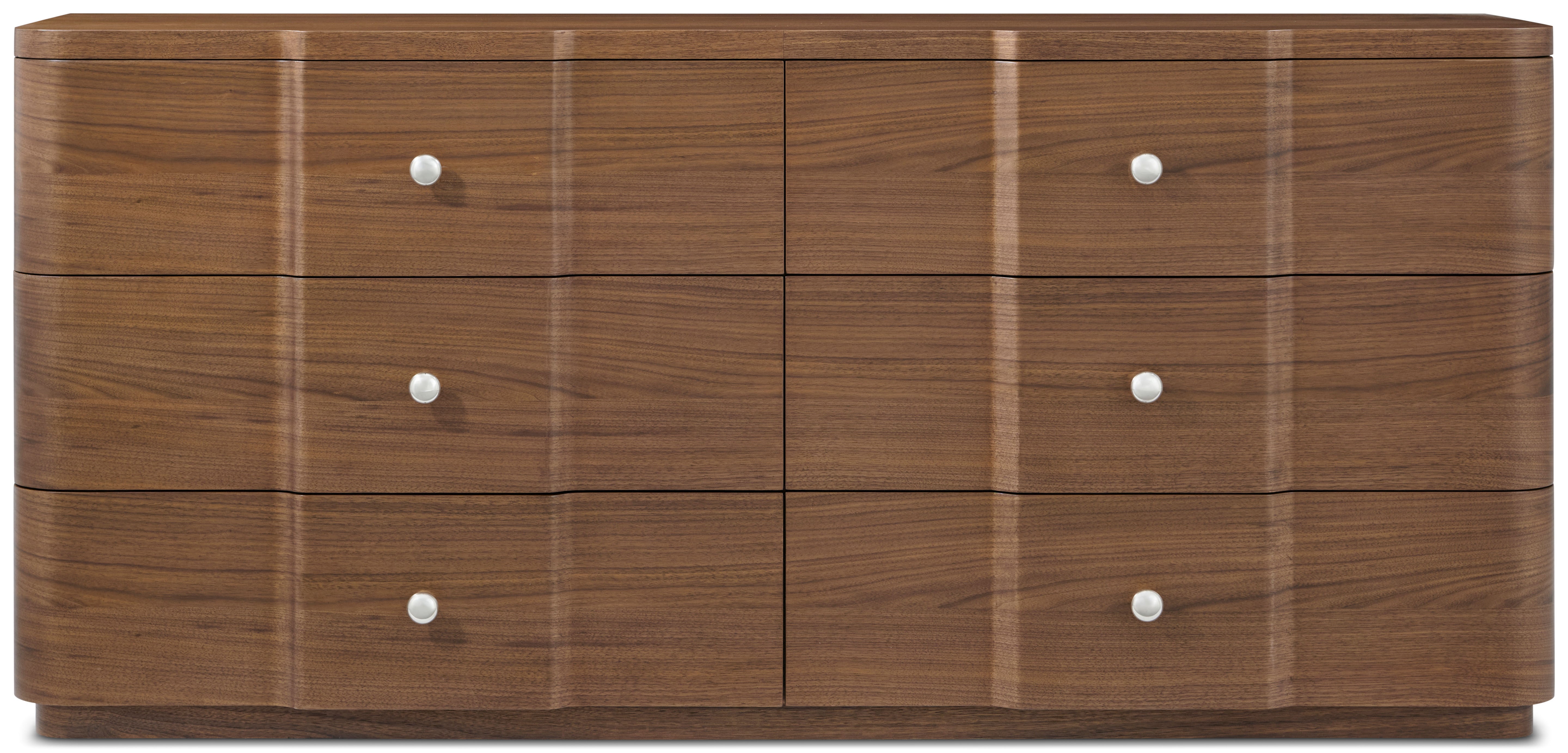 Coronet Walnut Dresser in Walnut Veneer, Brass - Theodore Alexander