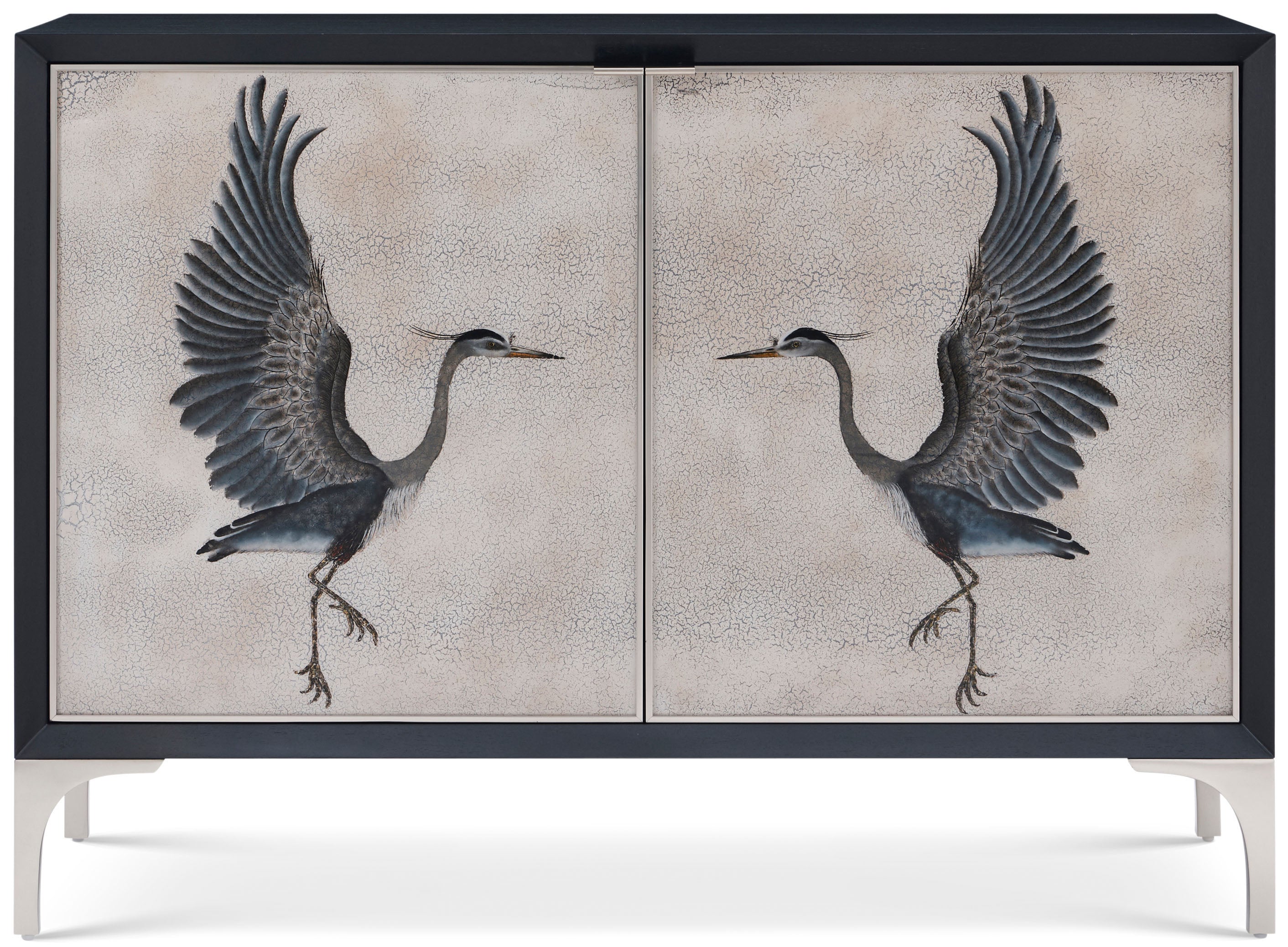 Heron Chest in VCF164.2H_Black lacquer_MCF577.B_Starlight / Khaya Veneer, Brass - Theodore Alexander
