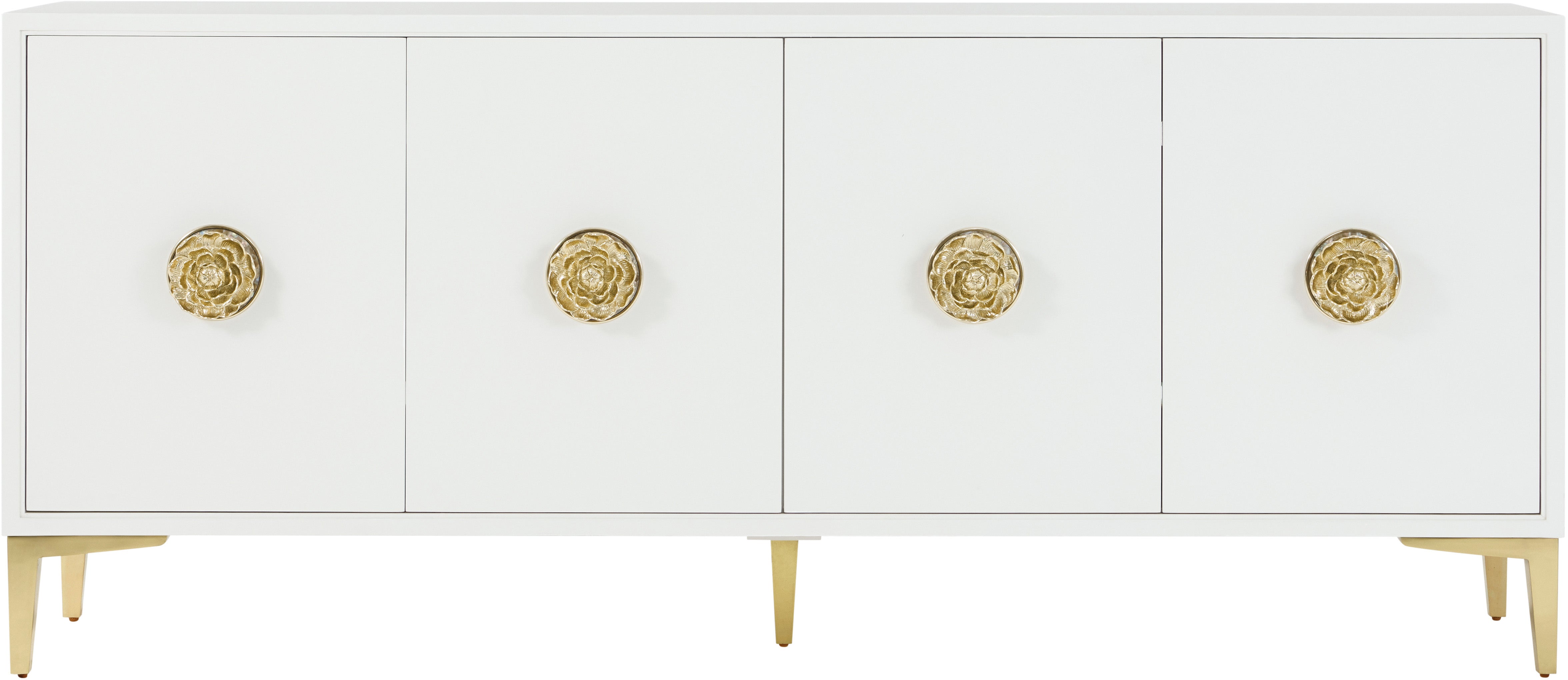 Judith Leiber 4-Door Credenza III in Brass, Mother of Pearl - Theodore Alexander