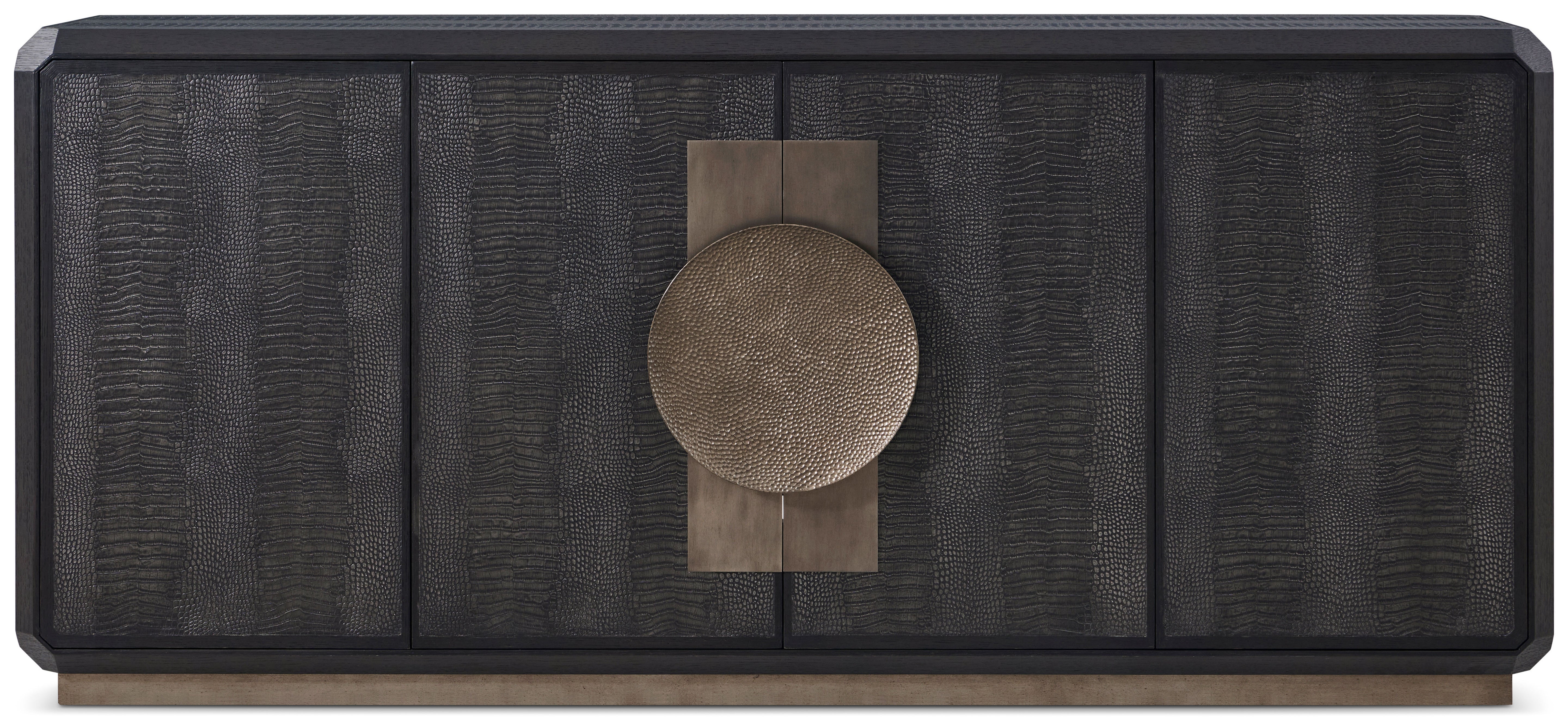 Spencer St. James Credenza in Beech Wood, White Oak Wood, White Oak Veneer, Aluminum, Reconstructed Pattern Crocodile, Stainless Steel - Theodore Alexander